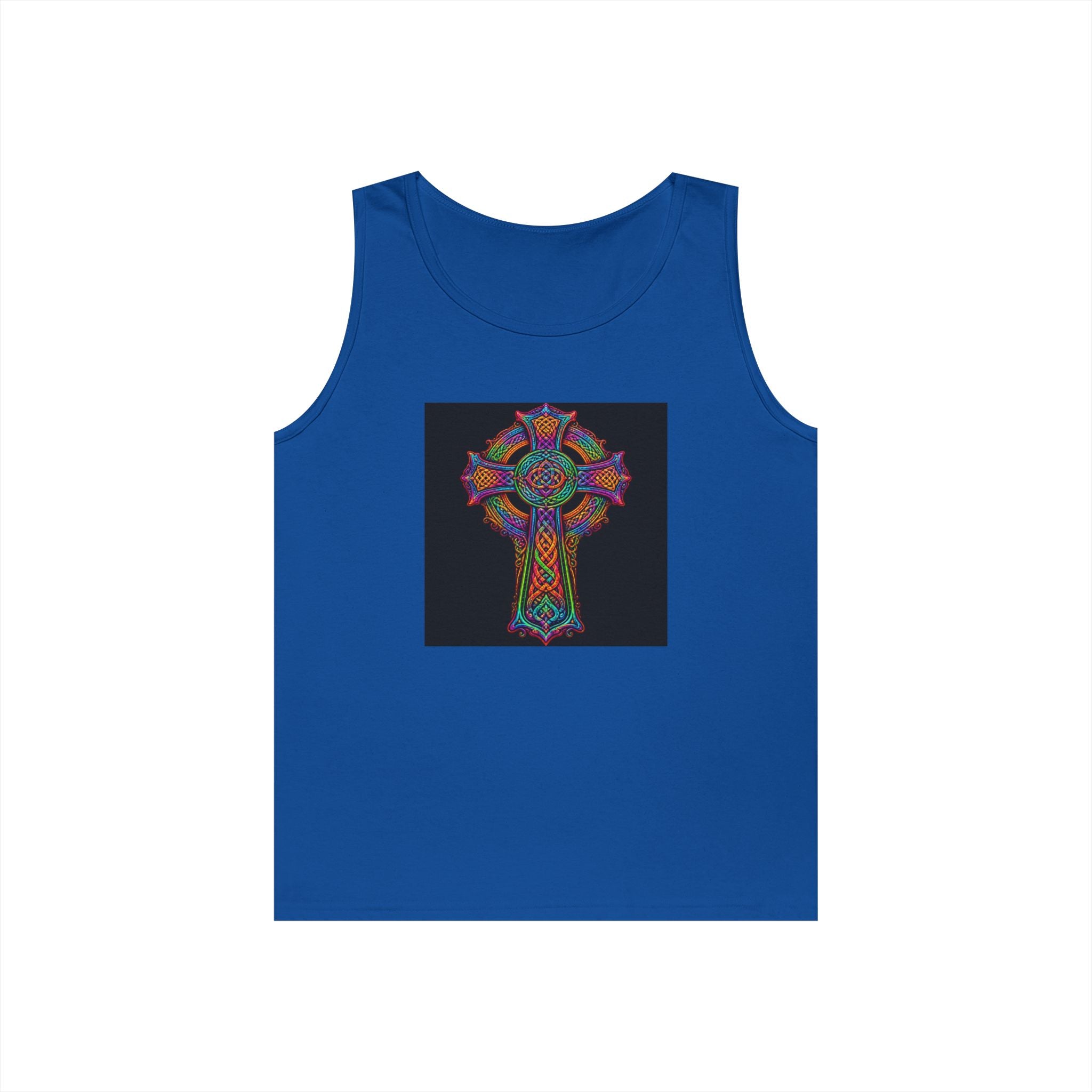 Celtic Cross Tank Top — Colorful Stained-Glass Style Religious Graphic