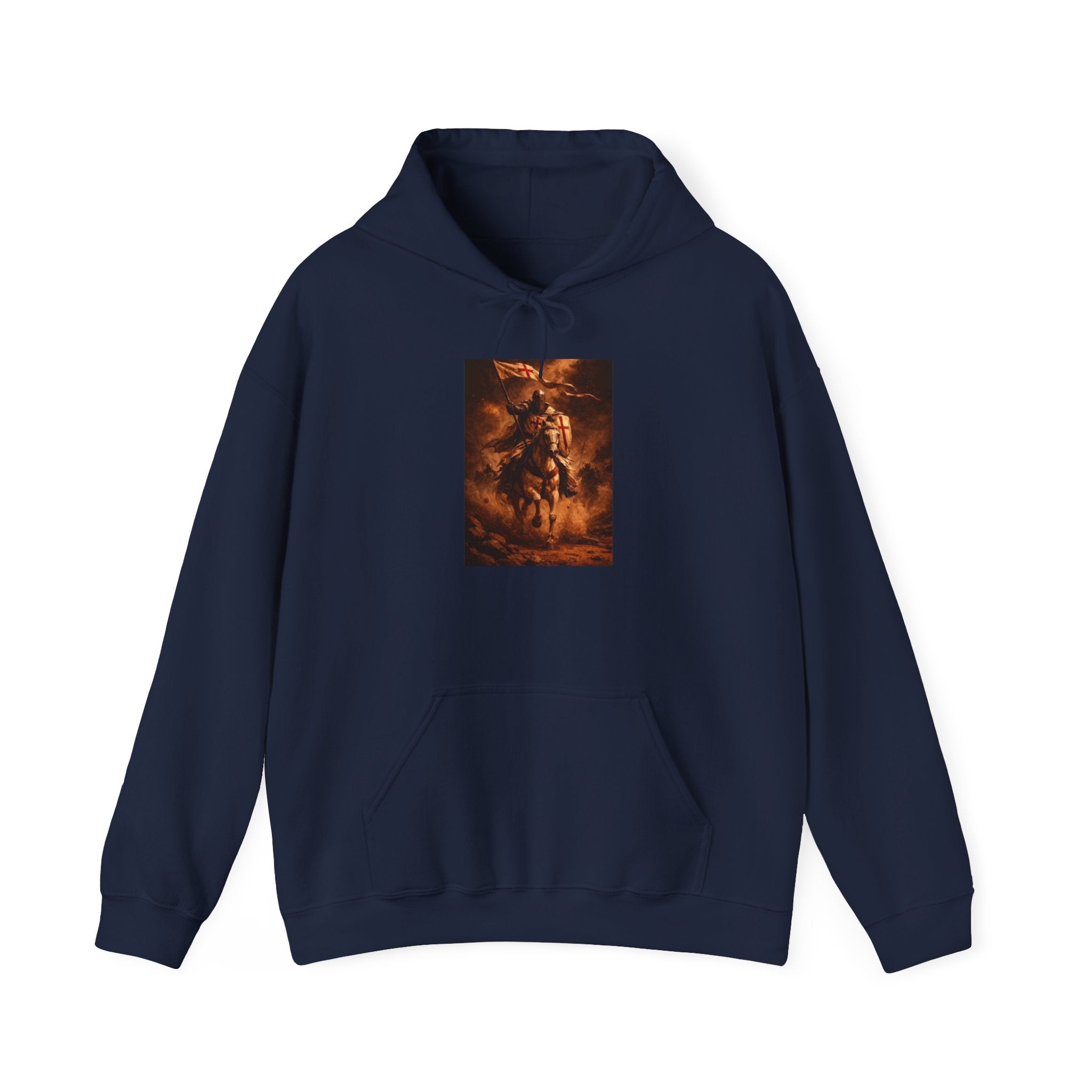 Mythic Rider Hoodie — Fiery Horseman  Templar Religious Graphic Sweatshirt