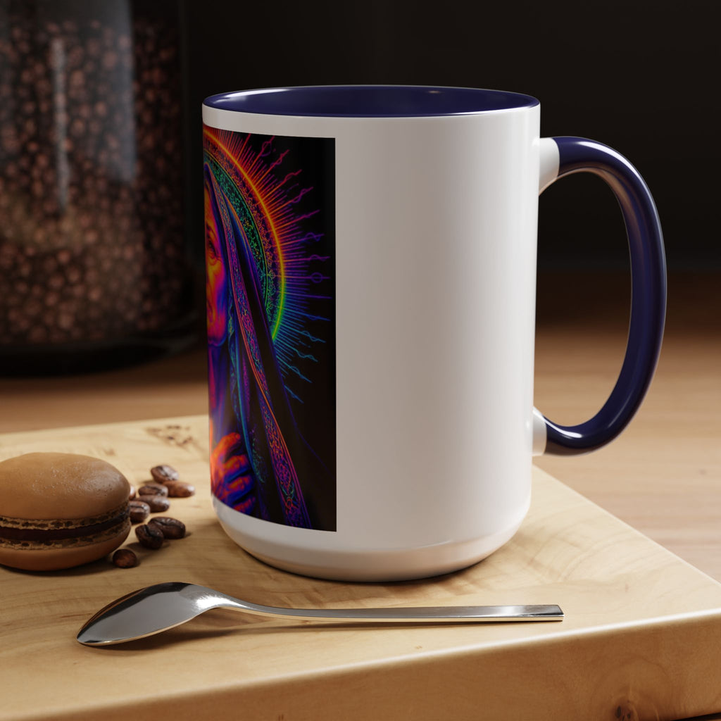 Neon Madonna Accent Coffee Mug - Vibrant Religious Art 11/15oz