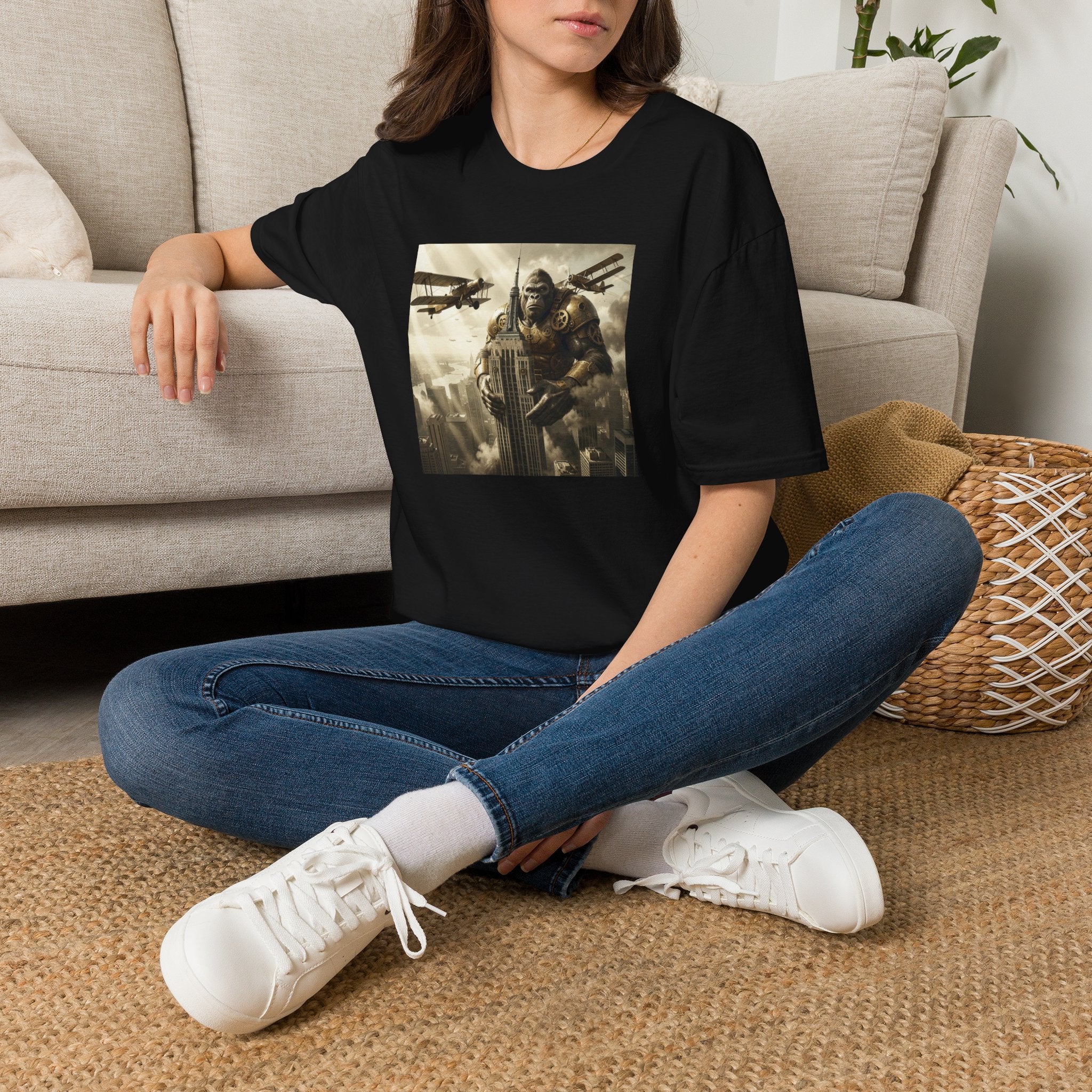 King Kong Cityscape T-Shirt — Vintage Ape vs Biplanes Graphic Tee