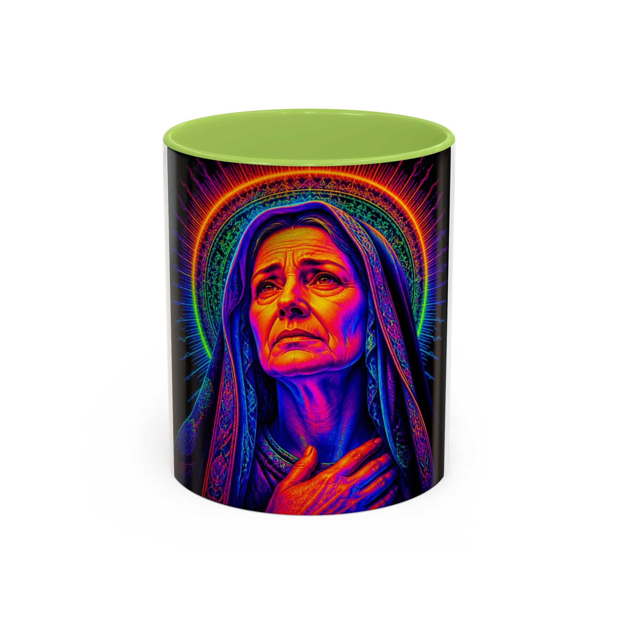 Neon Madonna Accent Coffee Mug - Vibrant Religious Art 11/15oz