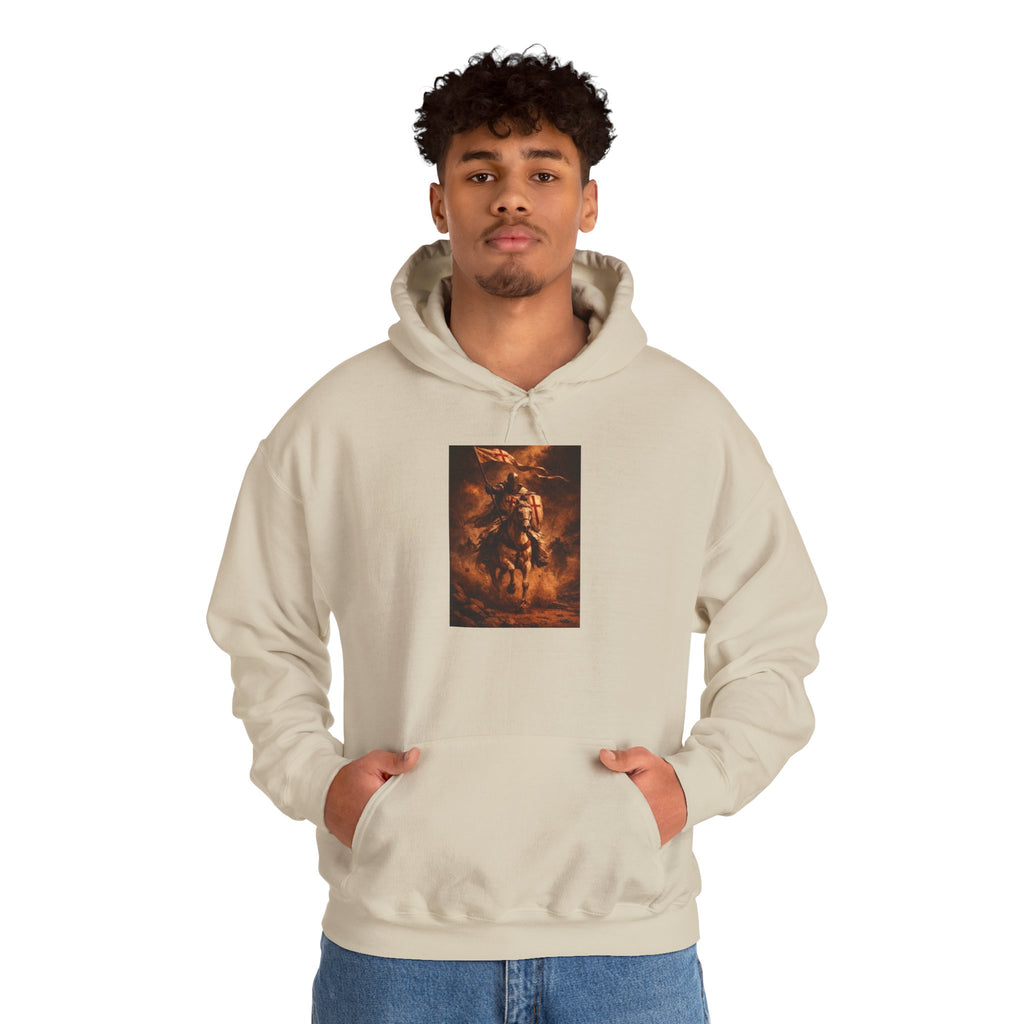 Mythic Rider Hoodie — Fiery Horseman  Templar Religious Graphic Sweatshirt