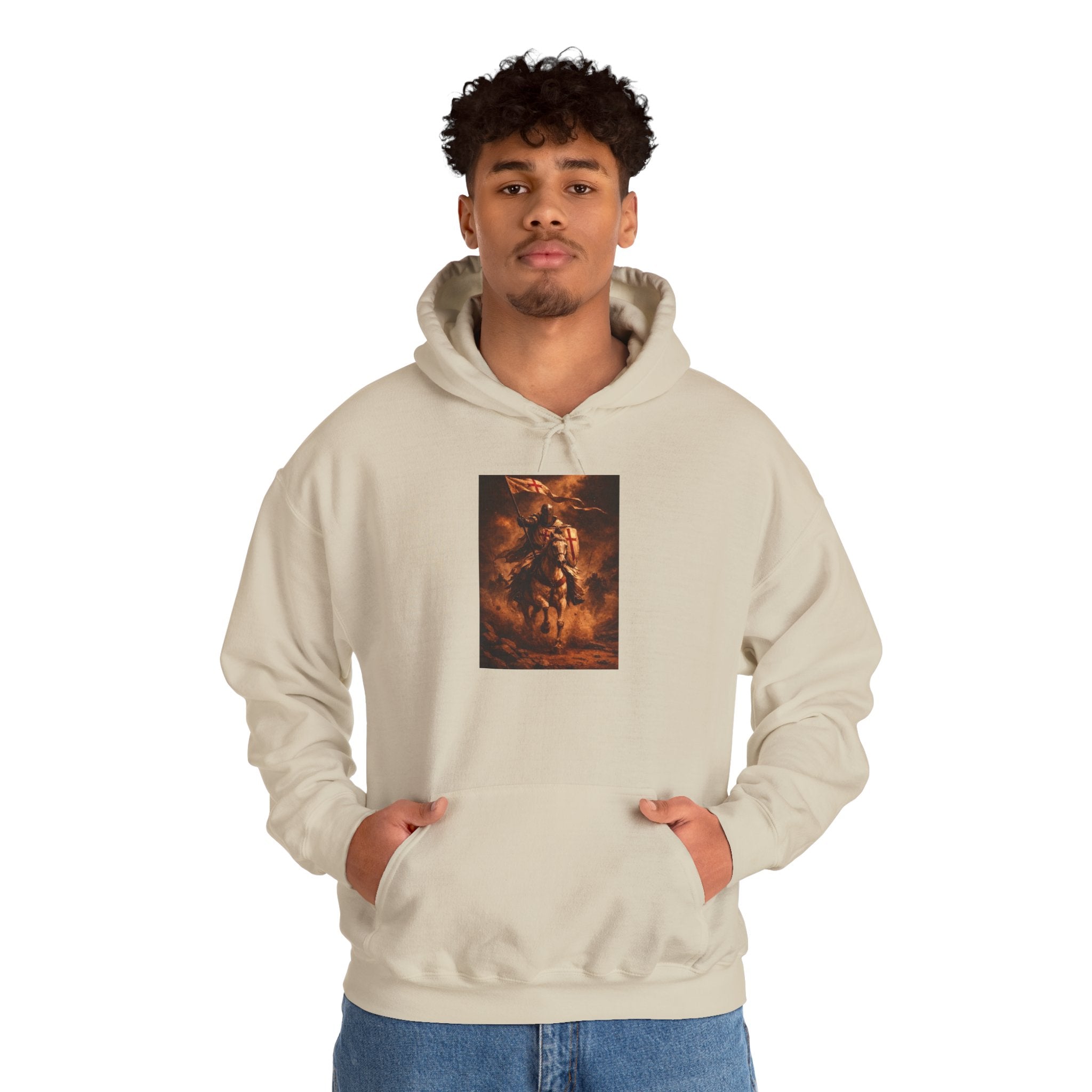 Mythic Rider Hoodie — Fiery Horseman  Templar Religious Graphic Sweatshirt
