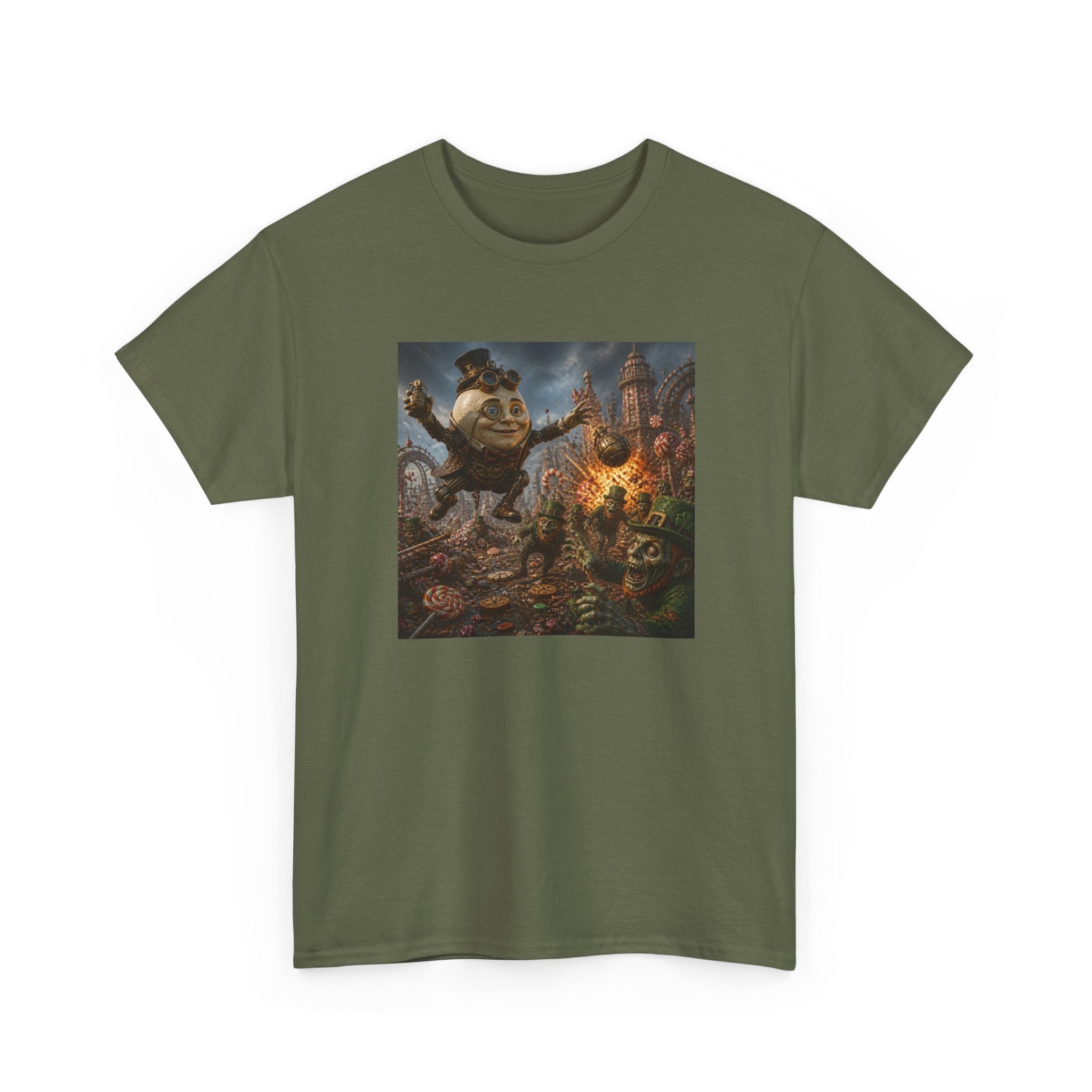Fantasy Monster Battle Steampunk Humpty T-Shirt — Epic RPG Creature Art Tee