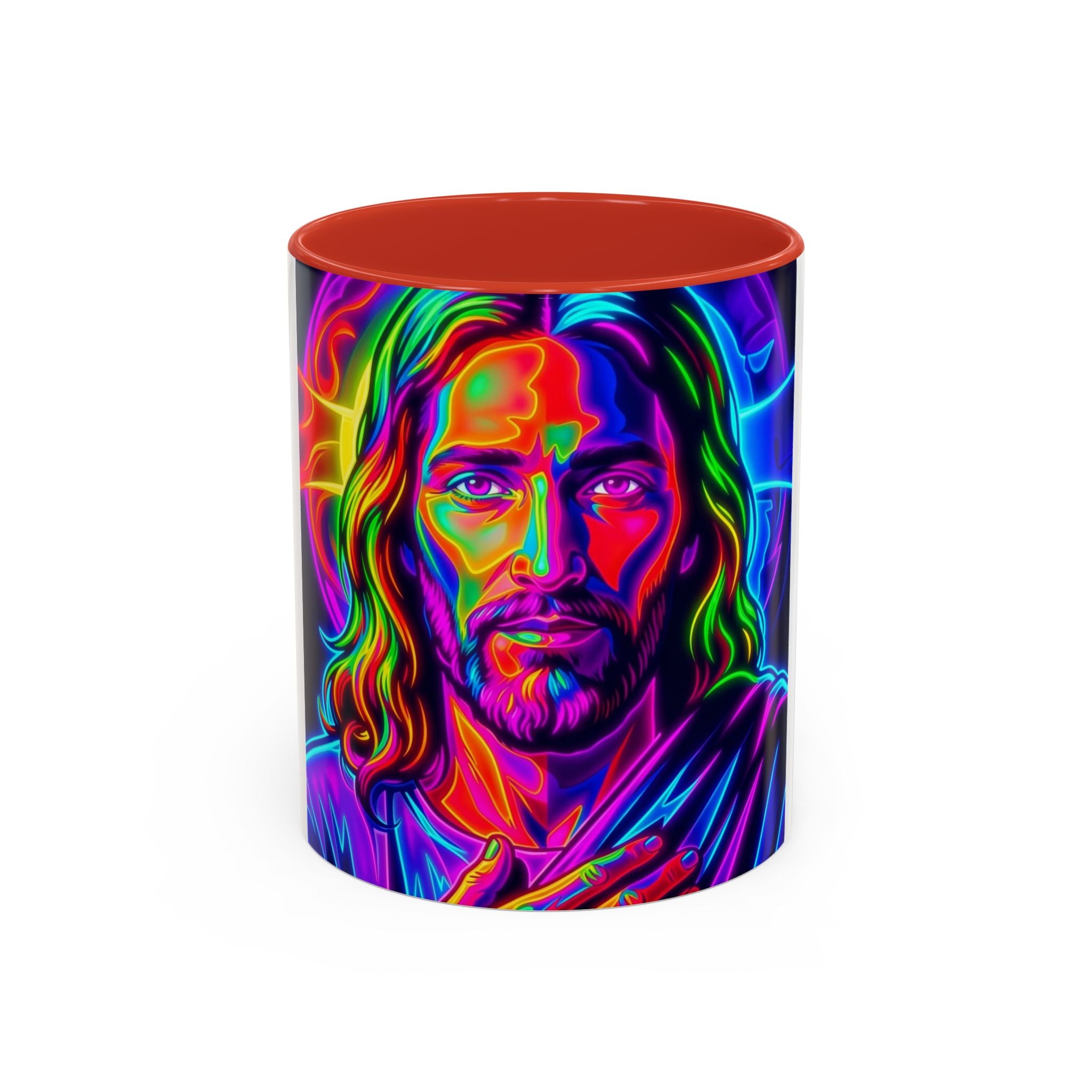 Neon Jesus Accent Coffee Mug – Vibrant Spiritual Art 11oz/15oz