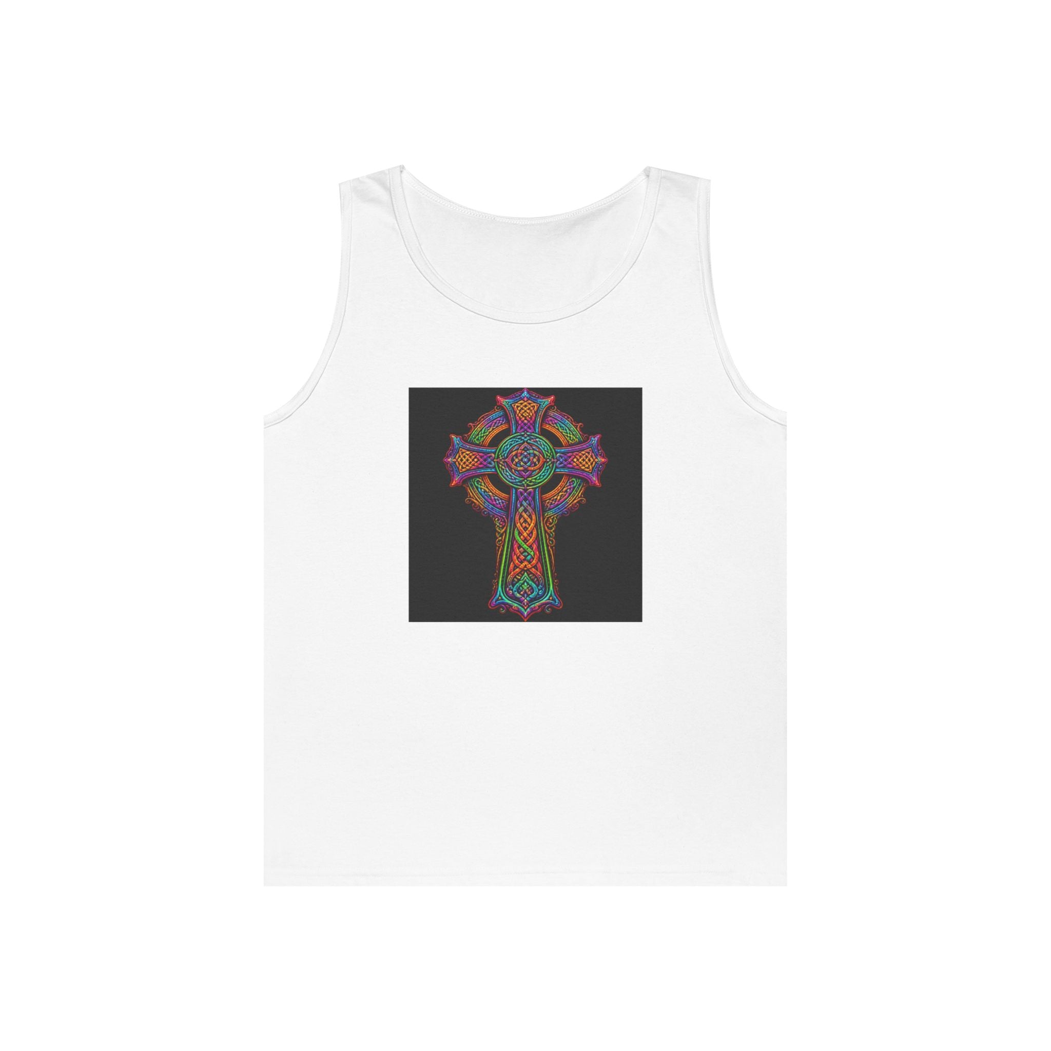 Celtic Cross Tank Top — Colorful Stained-Glass Style Religious Graphic