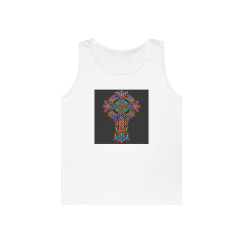 Celtic Cross Tank Top — Colorful Stained-Glass Style Religious Graphic