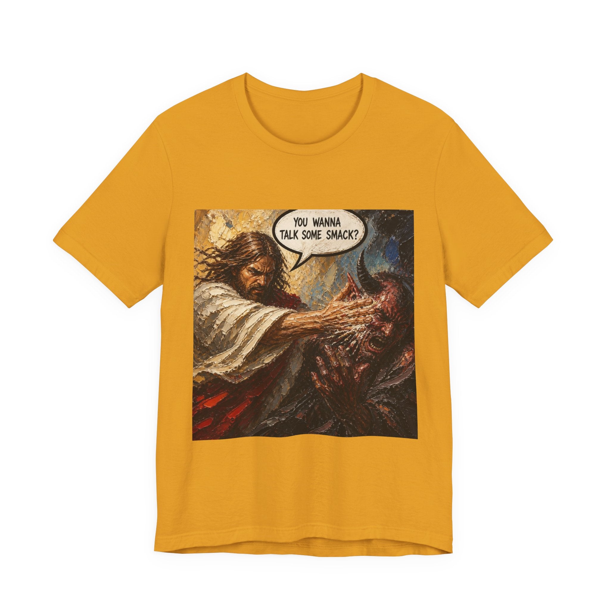 Graphic Tee — Bold Comic-Style - Jesus ‘You Wanna Talk Some Smack?’ Design