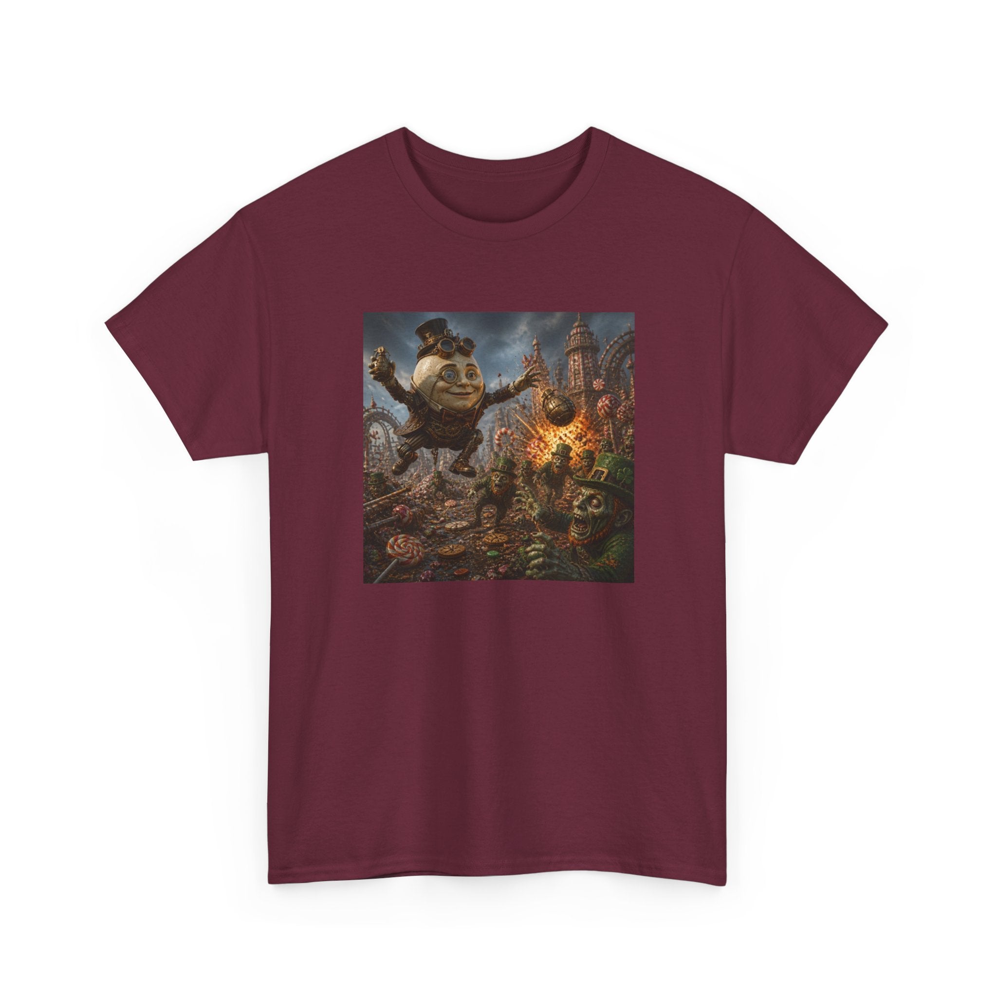 Fantasy Monster Battle Steampunk Humpty T-Shirt — Epic RPG Creature Art Tee