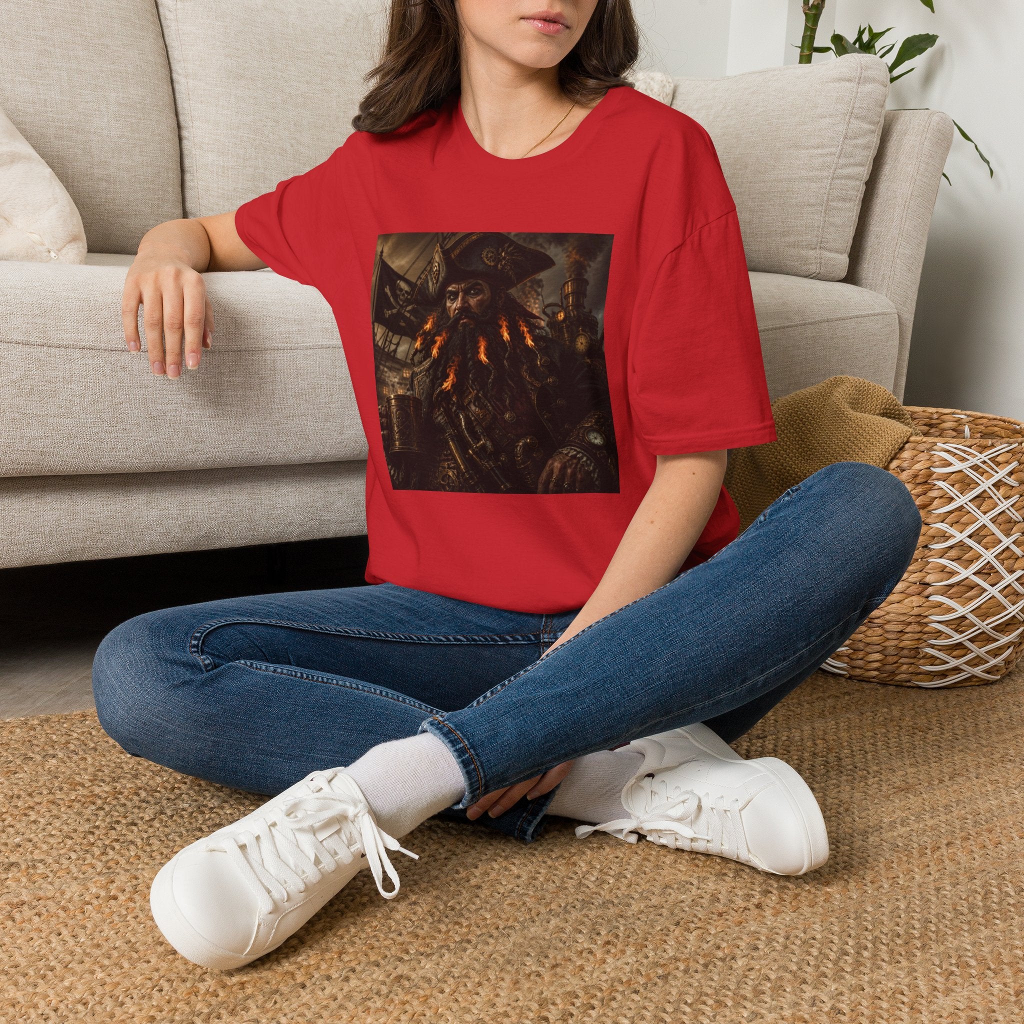 Steampunk Pirate Captain Graphic Tee — Blackbeard-Inspired Nautical Vintage T-Shirt
