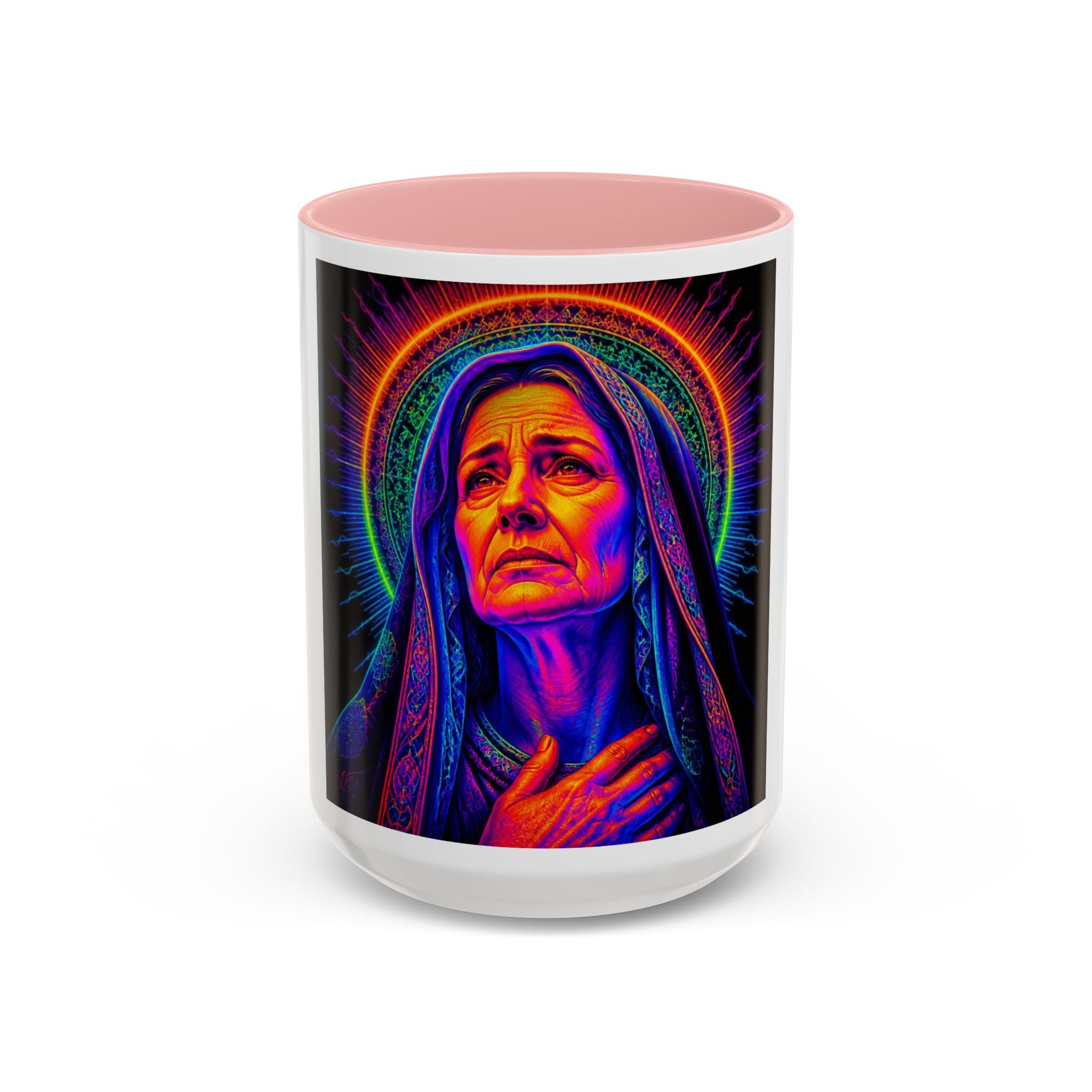 Neon Madonna Accent Coffee Mug - Vibrant Religious Art 11/15oz