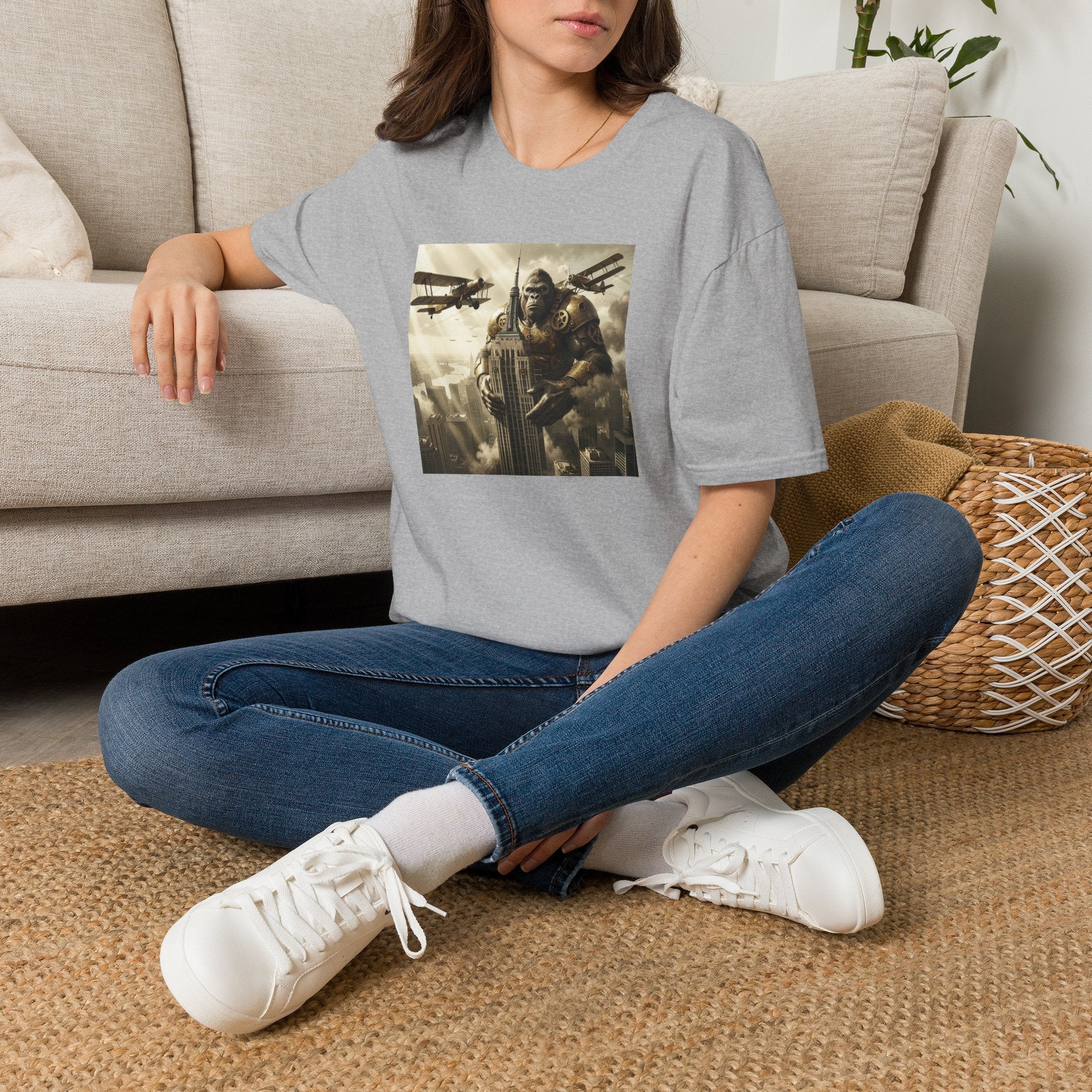 King Kong Cityscape T-Shirt — Vintage Ape vs Biplanes Graphic Tee