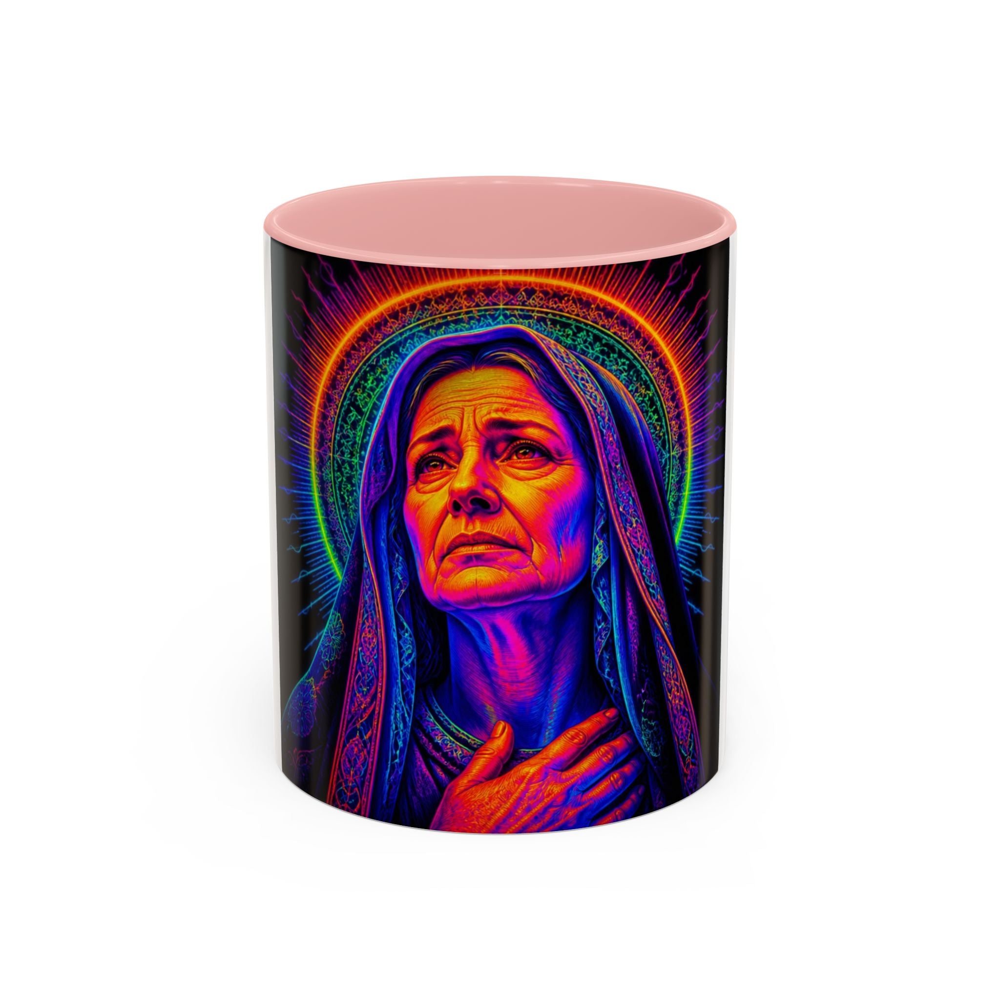 Neon Madonna Accent Coffee Mug - Vibrant Religious Art 11/15oz