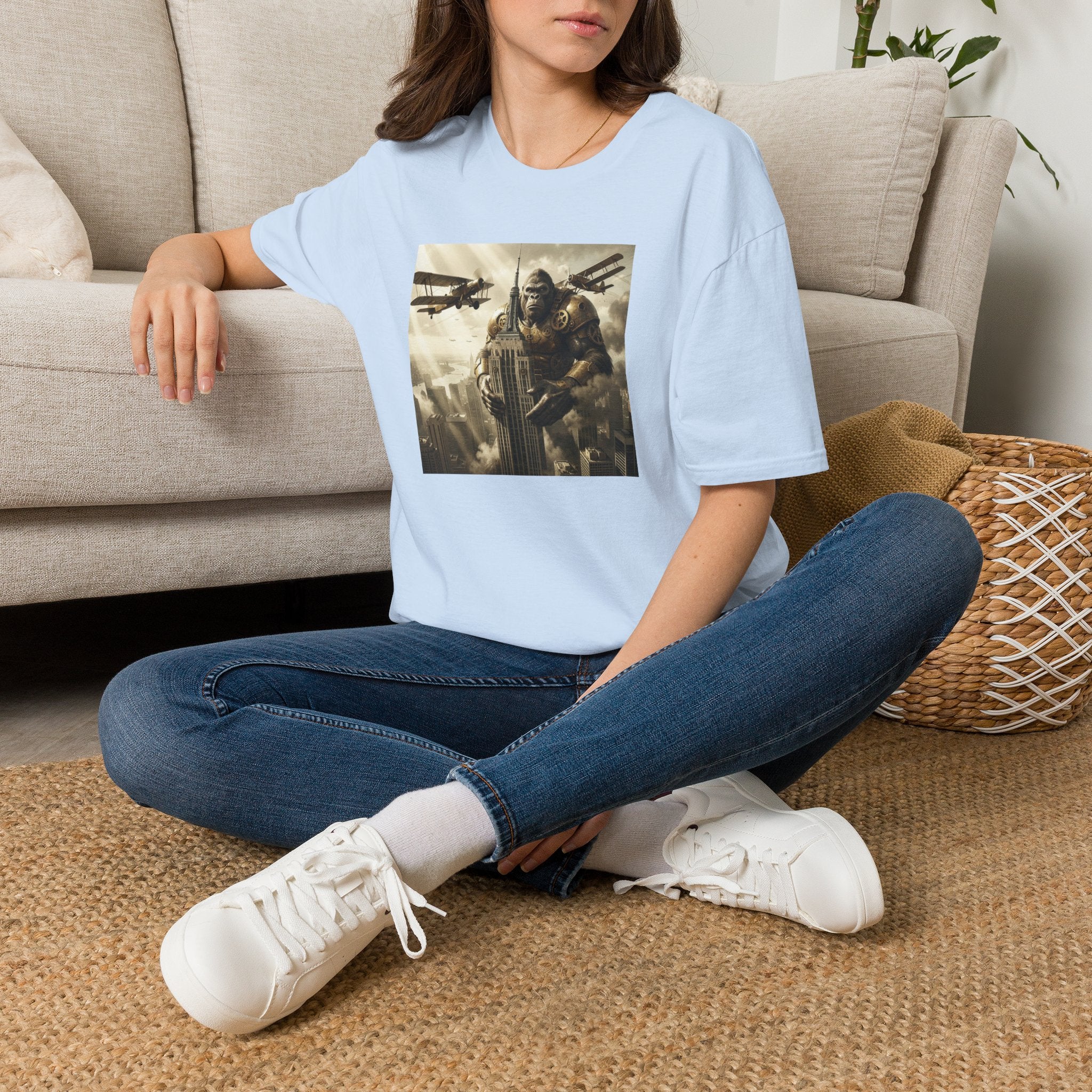 King Kong Cityscape T-Shirt — Vintage Ape vs Biplanes Graphic Tee