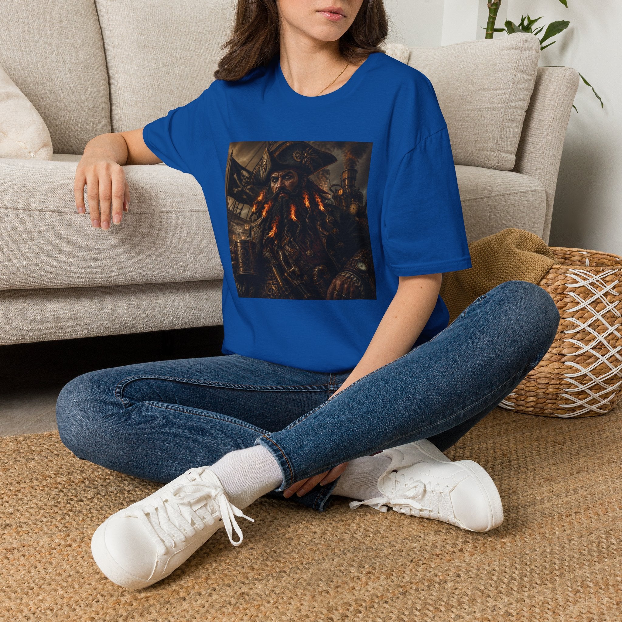 Steampunk Pirate Captain Graphic Tee — Blackbeard-Inspired Nautical Vintage T-Shirt