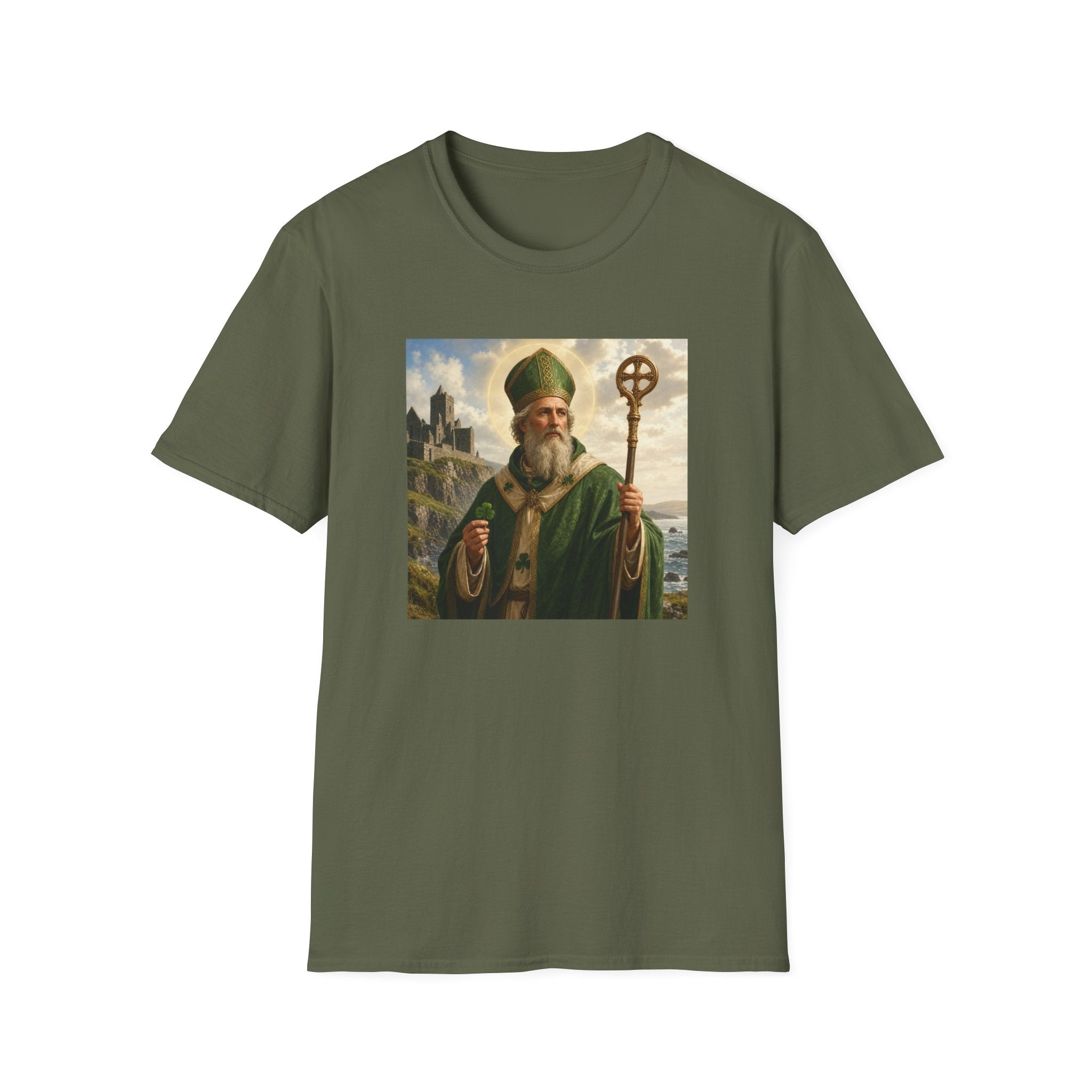 Saint Patrick T‑Shirt — Vintage Celtic Bishop Design