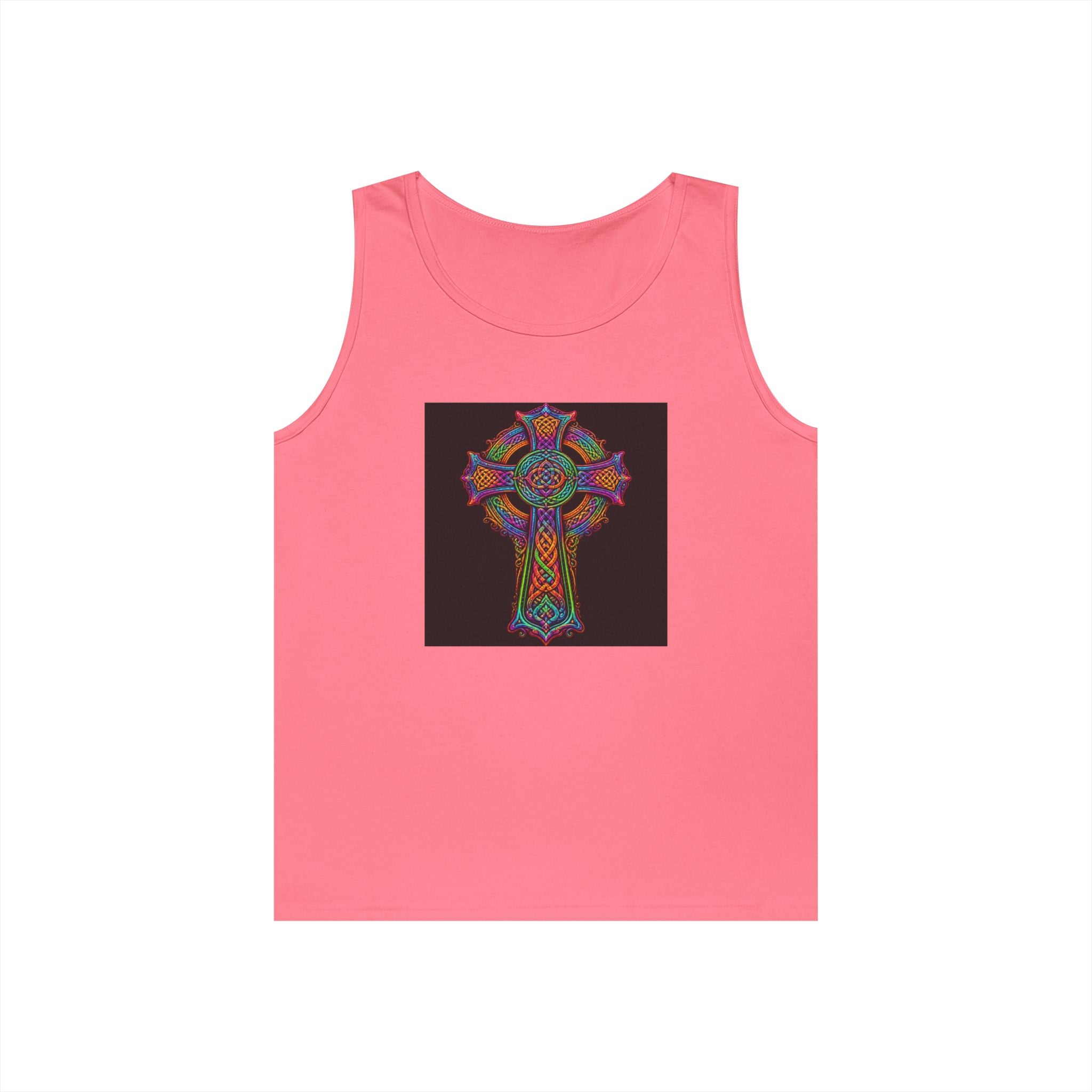 Celtic Cross Tank Top — Colorful Stained-Glass Style Religious Graphic