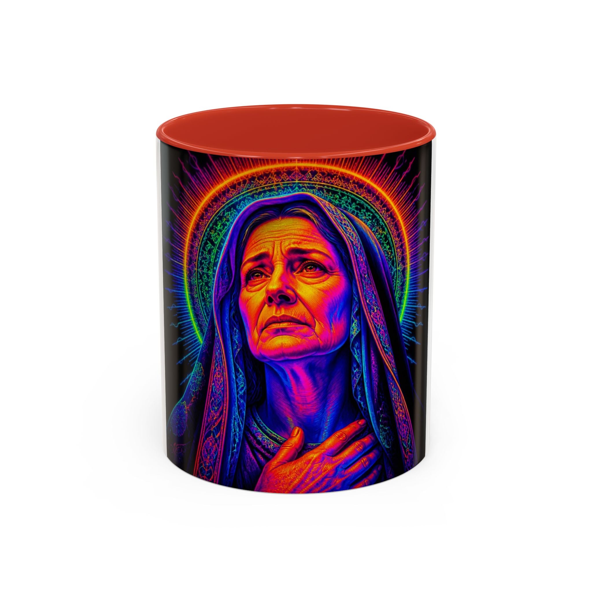 Neon Madonna Accent Coffee Mug - Vibrant Religious Art 11/15oz