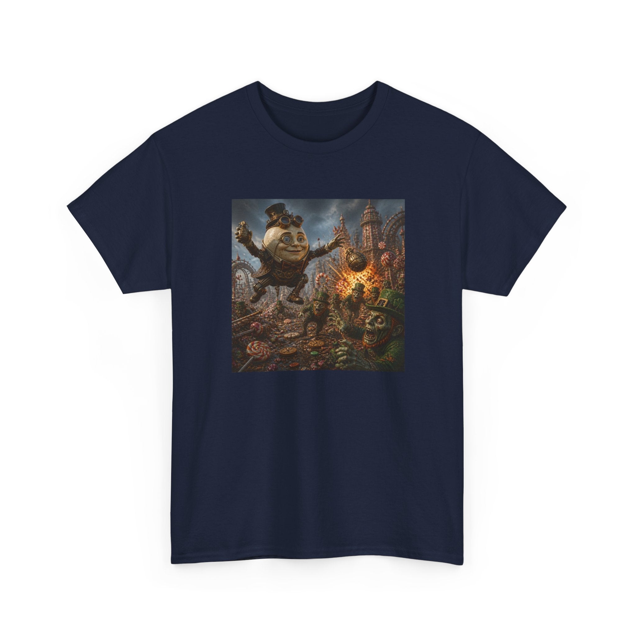 Fantasy Monster Battle Steampunk Humpty T-Shirt — Epic RPG Creature Art Tee