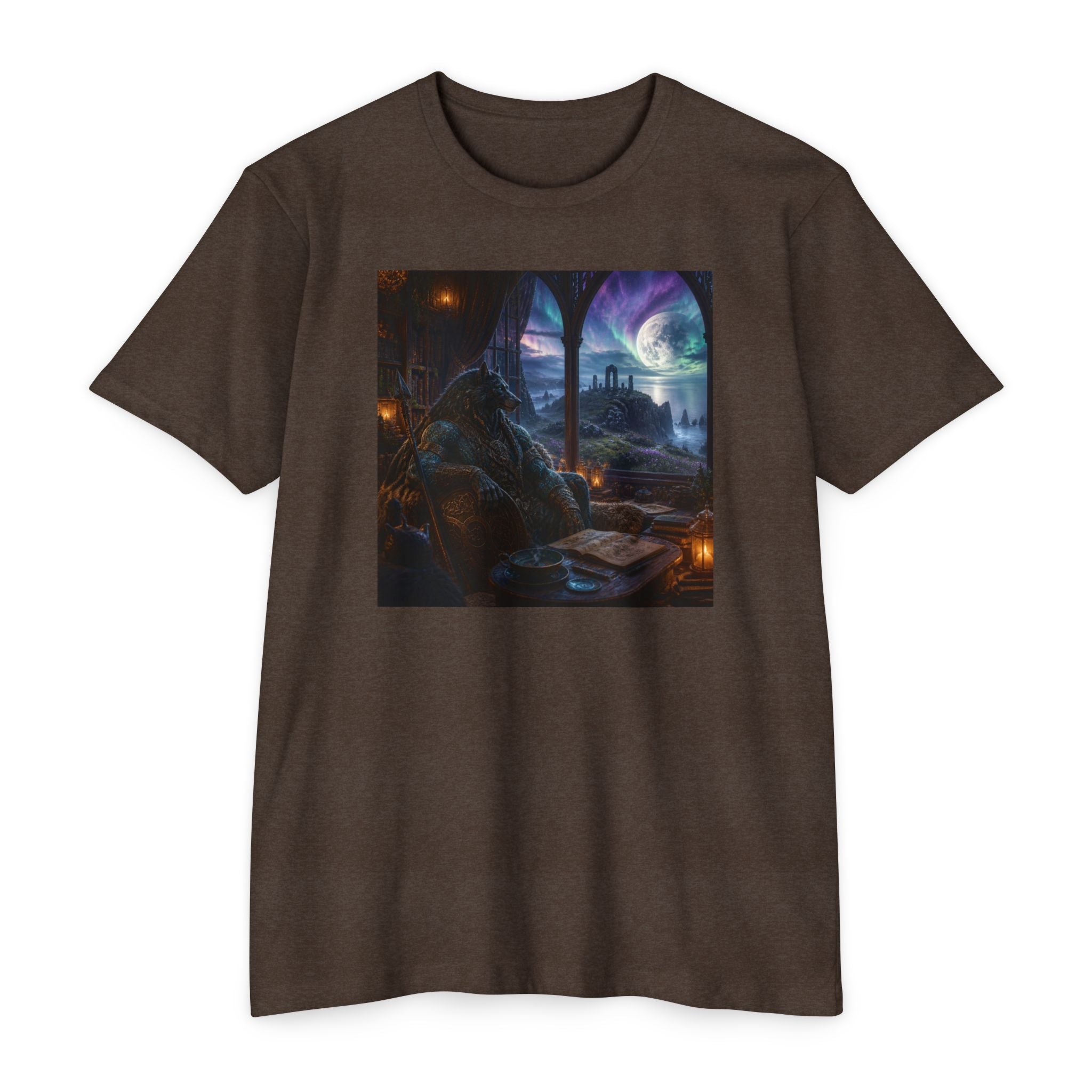 Fantasy Mage Scene T‑Shirt — Celtic Mystical Wizardry Night Graphic Tee