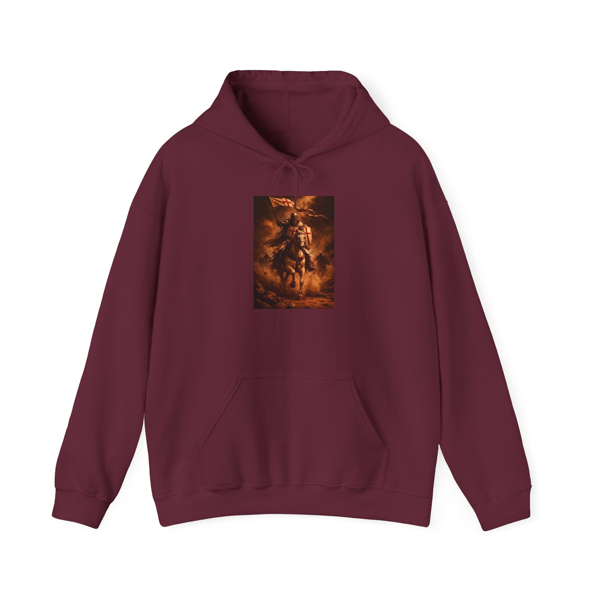 Mythic Rider Hoodie — Fiery Horseman  Templar Religious Graphic Sweatshirt