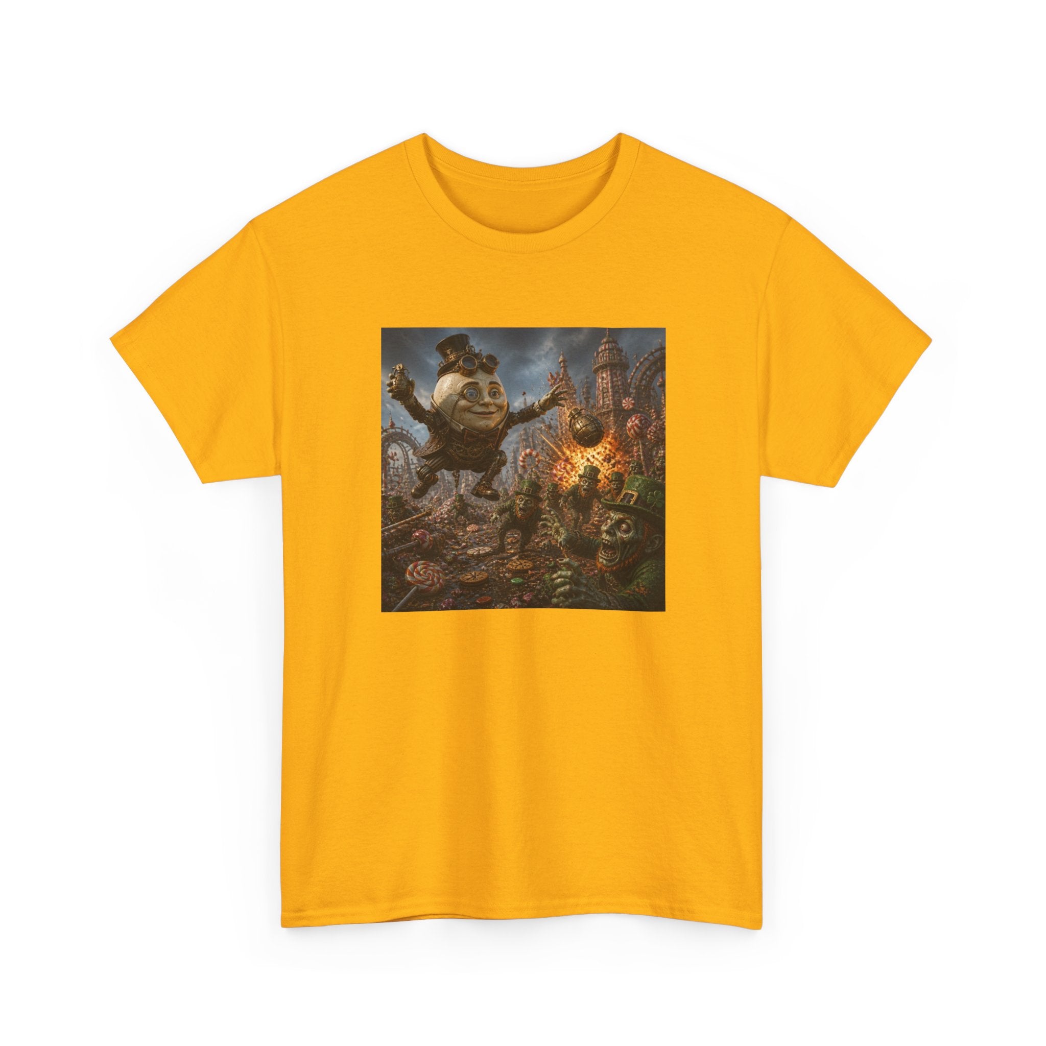 Fantasy Monster Battle Steampunk Humpty T-Shirt — Epic RPG Creature Art Tee