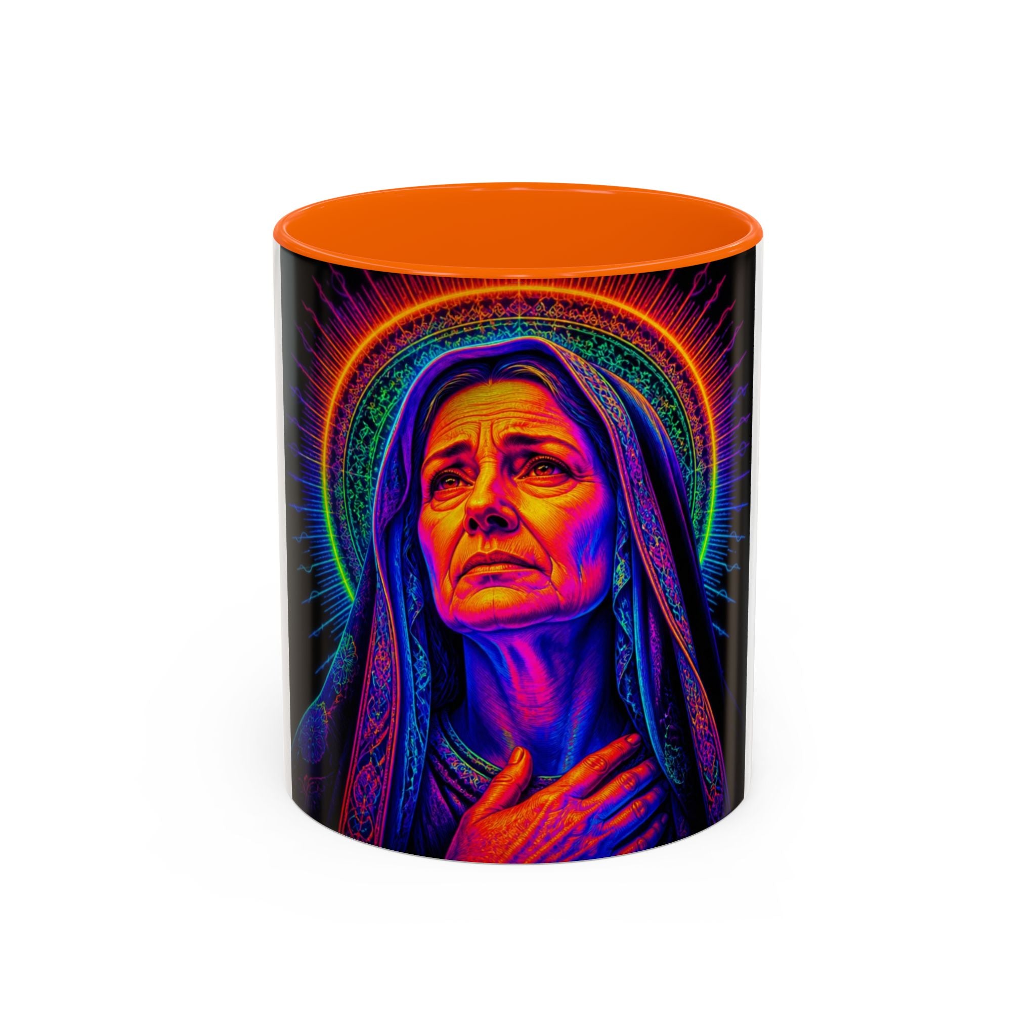 Neon Madonna Accent Coffee Mug - Vibrant Religious Art 11/15oz