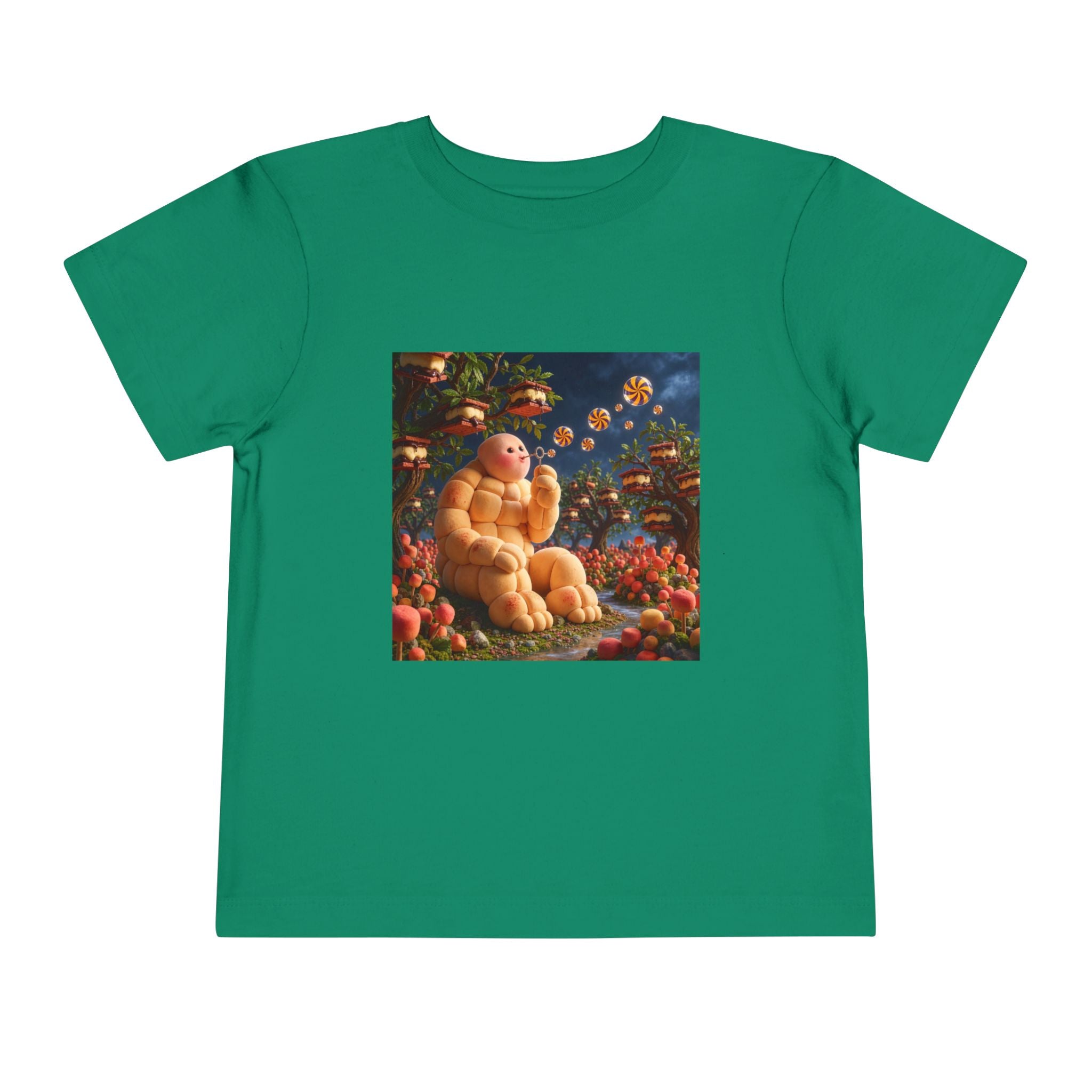 Toddler Tee — Cute Chubby Creature in Flower Garden Kids Shirt-Marshmallow Man