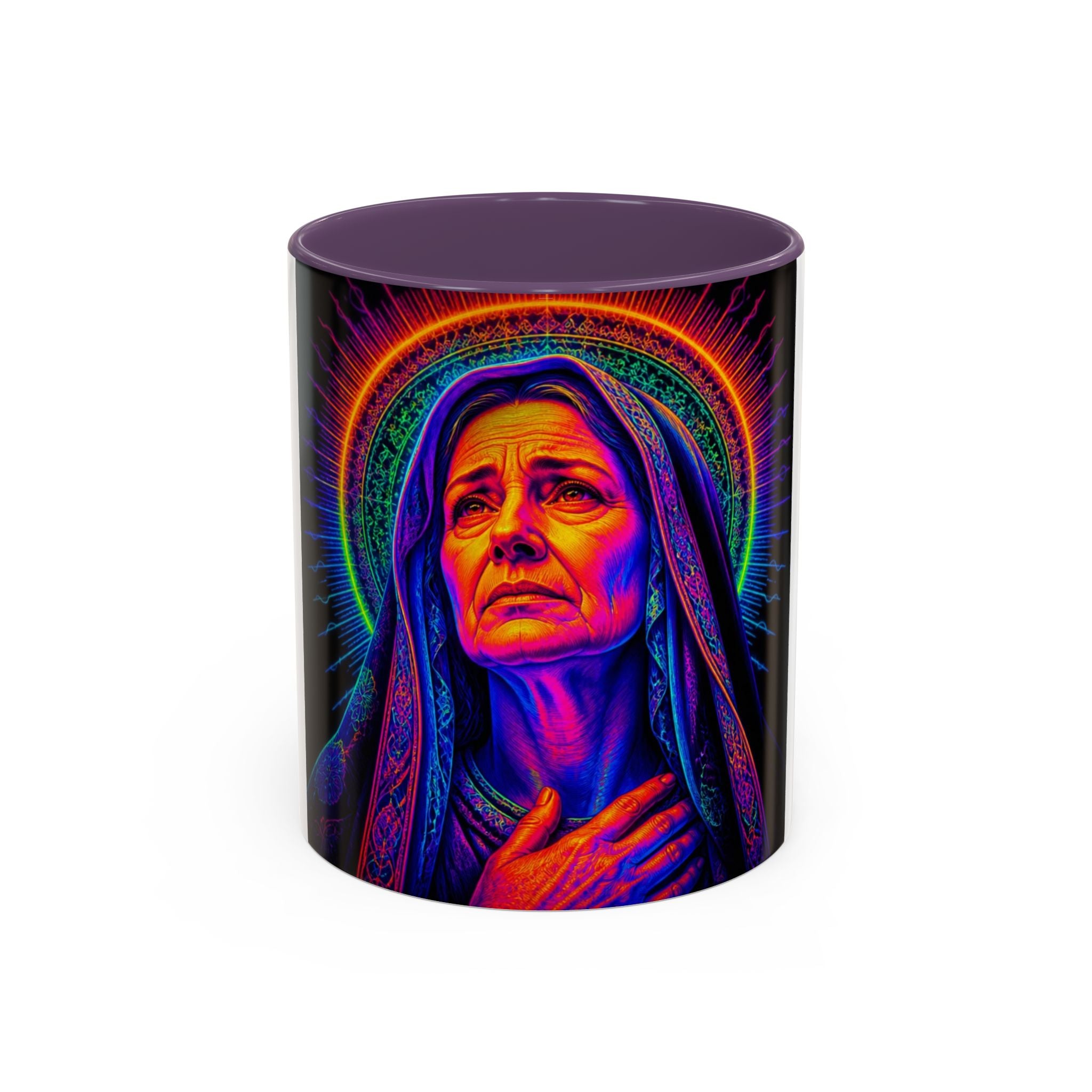 Neon Madonna Accent Coffee Mug - Vibrant Religious Art 11/15oz