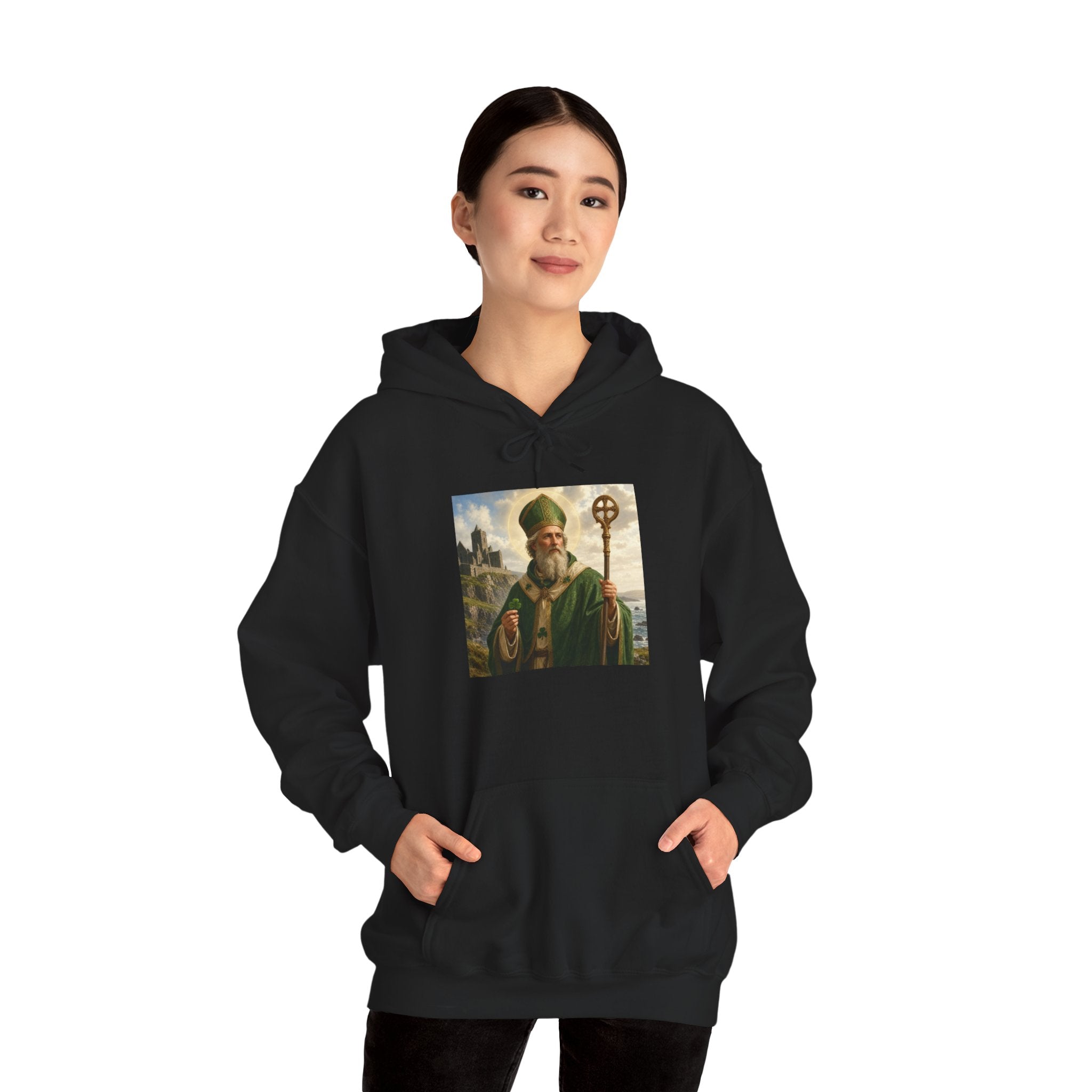 Saint Patrick Hoodie – Vintage Celtic Saint Illustration Pullover