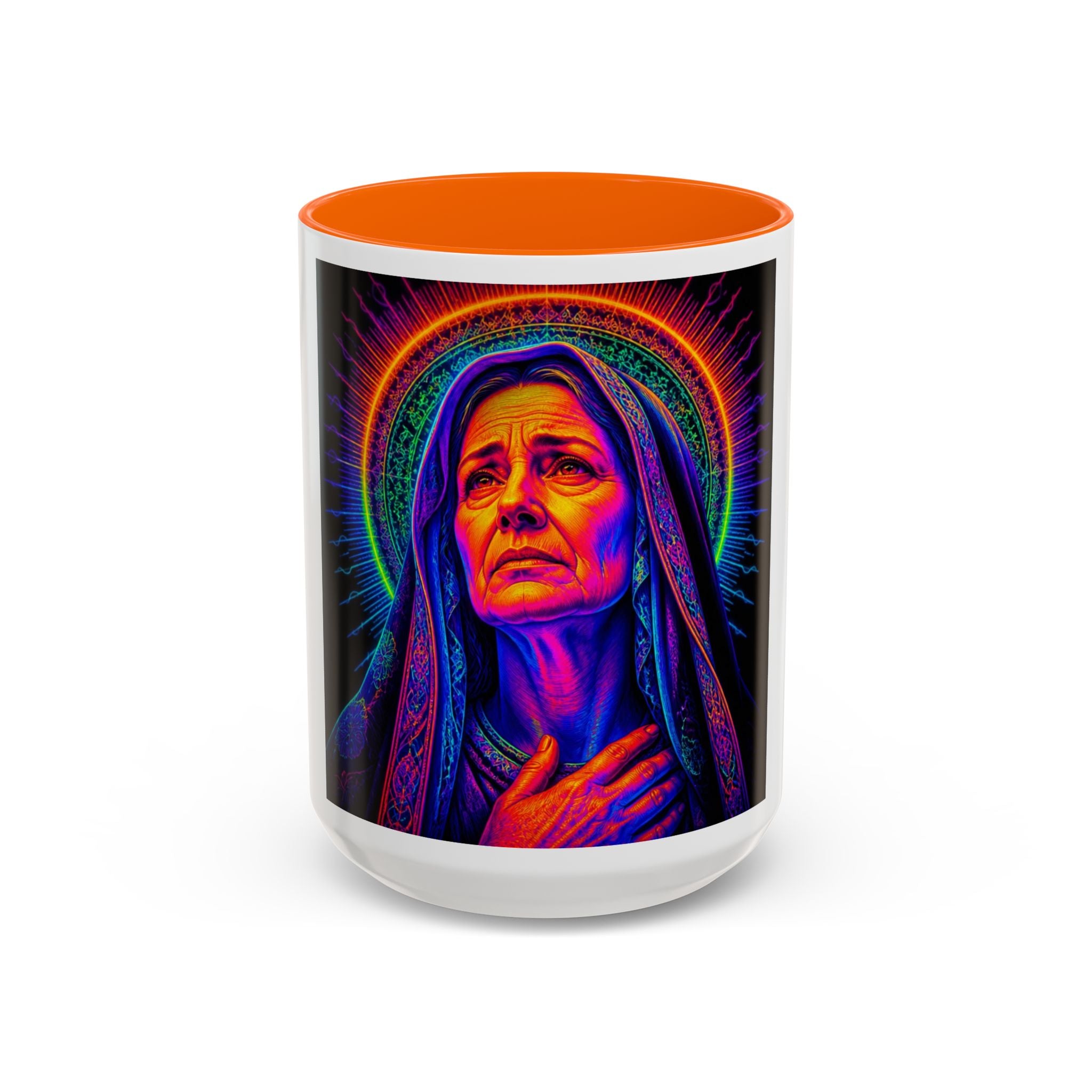 Neon Madonna Accent Coffee Mug - Vibrant Religious Art 11/15oz