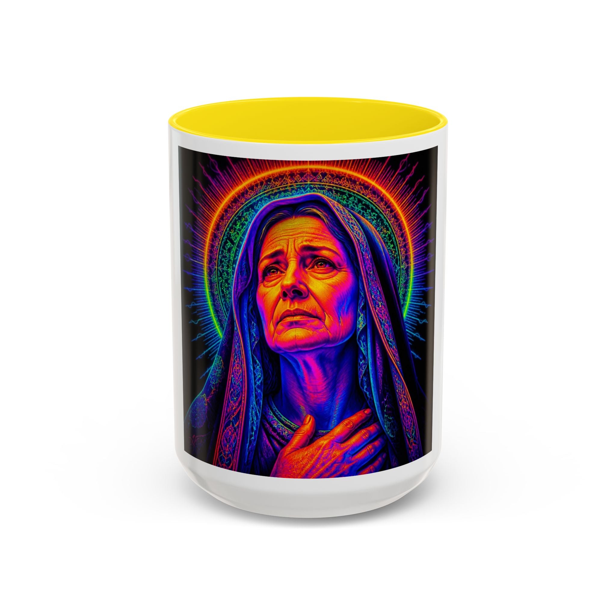 Neon Madonna Accent Coffee Mug - Vibrant Religious Art 11/15oz