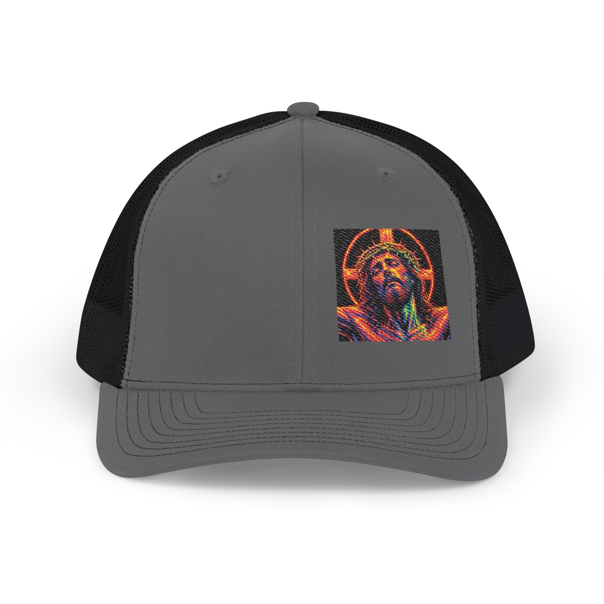 Trucker Cap — Vibrant Neon Jesus Patch Snapback