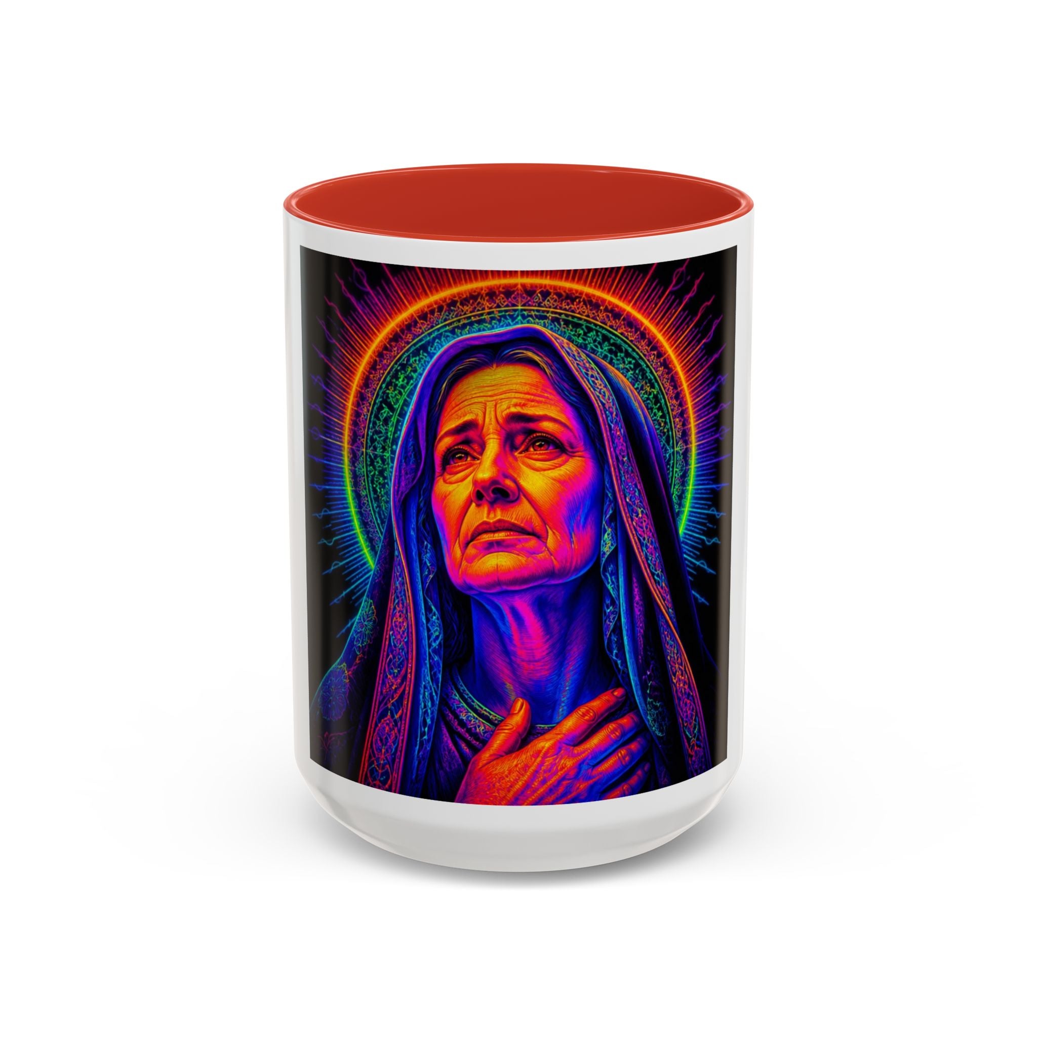 Neon Madonna Accent Coffee Mug - Vibrant Religious Art 11/15oz