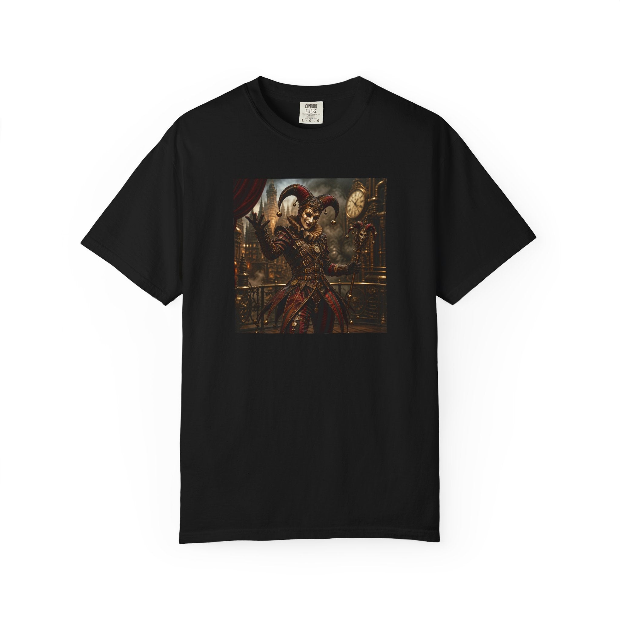Steampunk Dark Carnival Jester Illustration Graphic T-Shirt