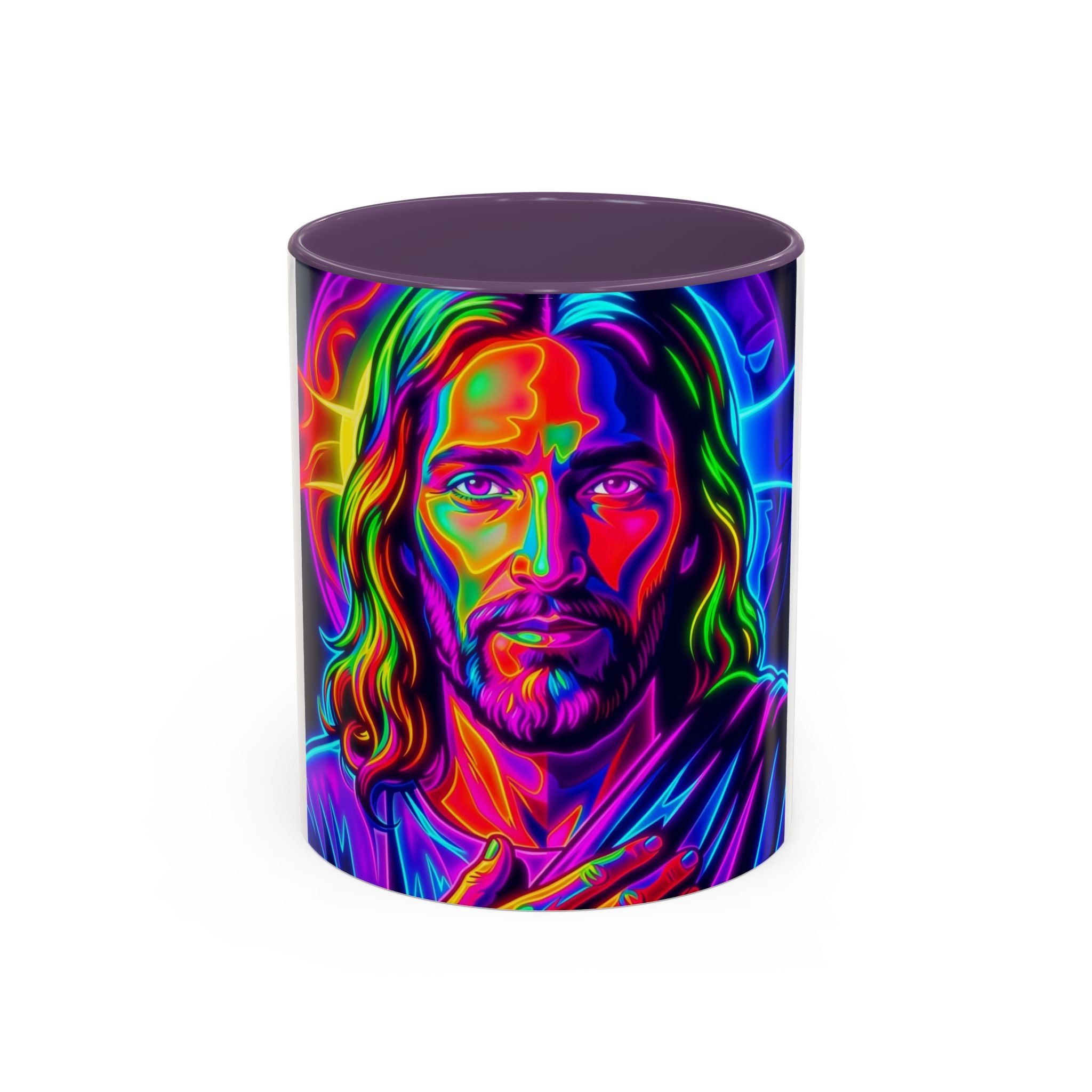 Neon Jesus Accent Coffee Mug – Vibrant Spiritual Art 11oz/15oz
