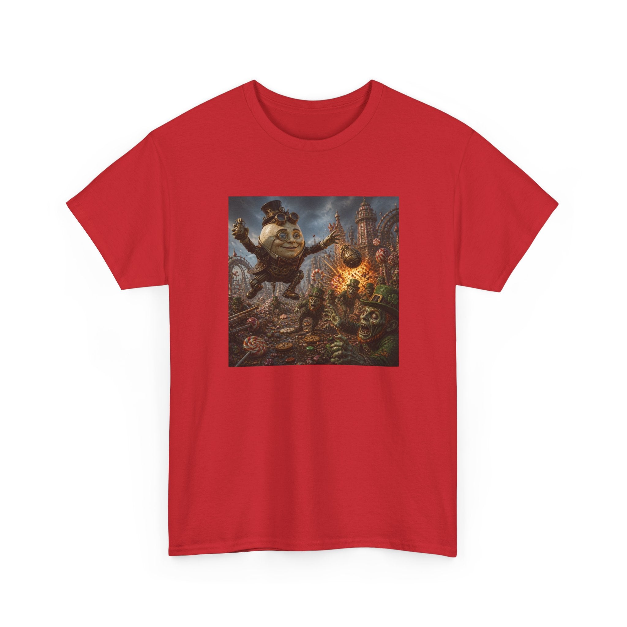 Fantasy Monster Battle Steampunk Humpty T-Shirt — Epic RPG Creature Art Tee