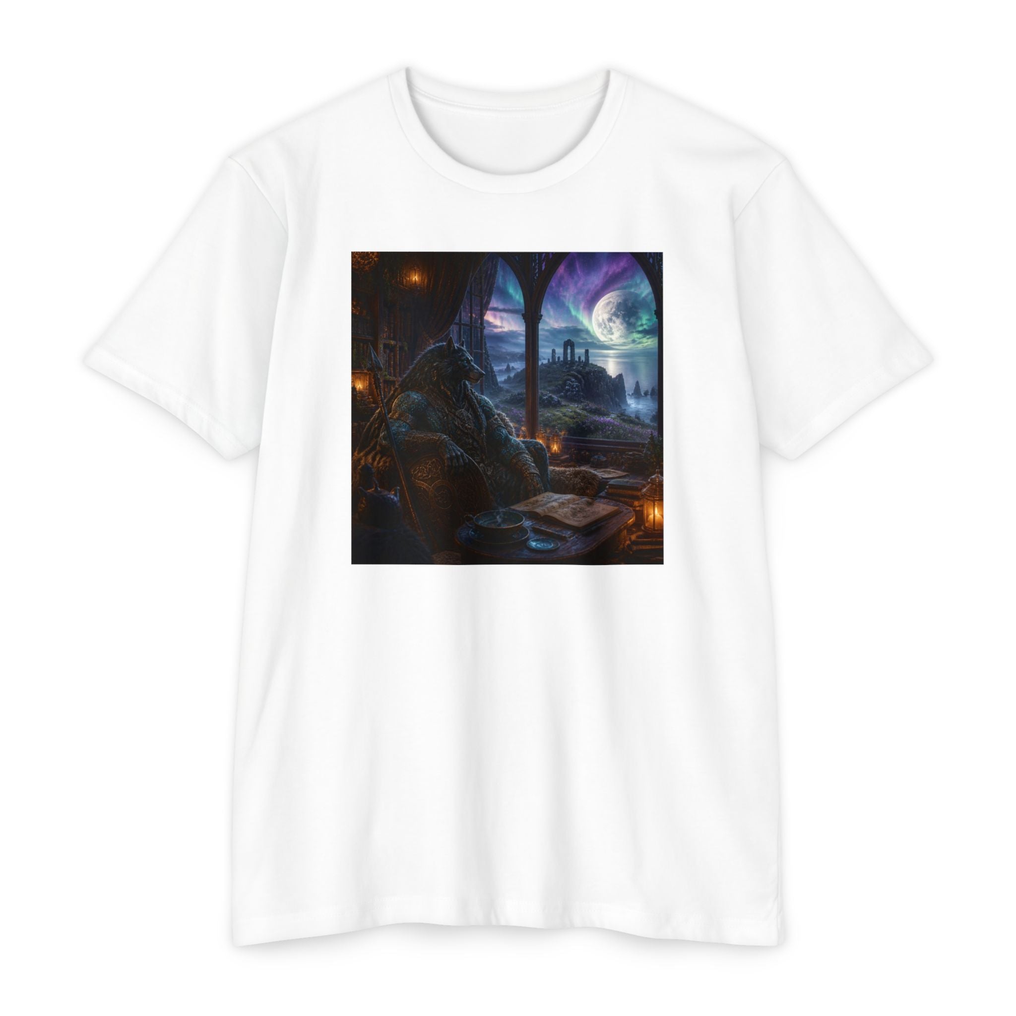 Fantasy Mage Scene T‑Shirt — Celtic Mystical Wizardry Night Graphic Tee