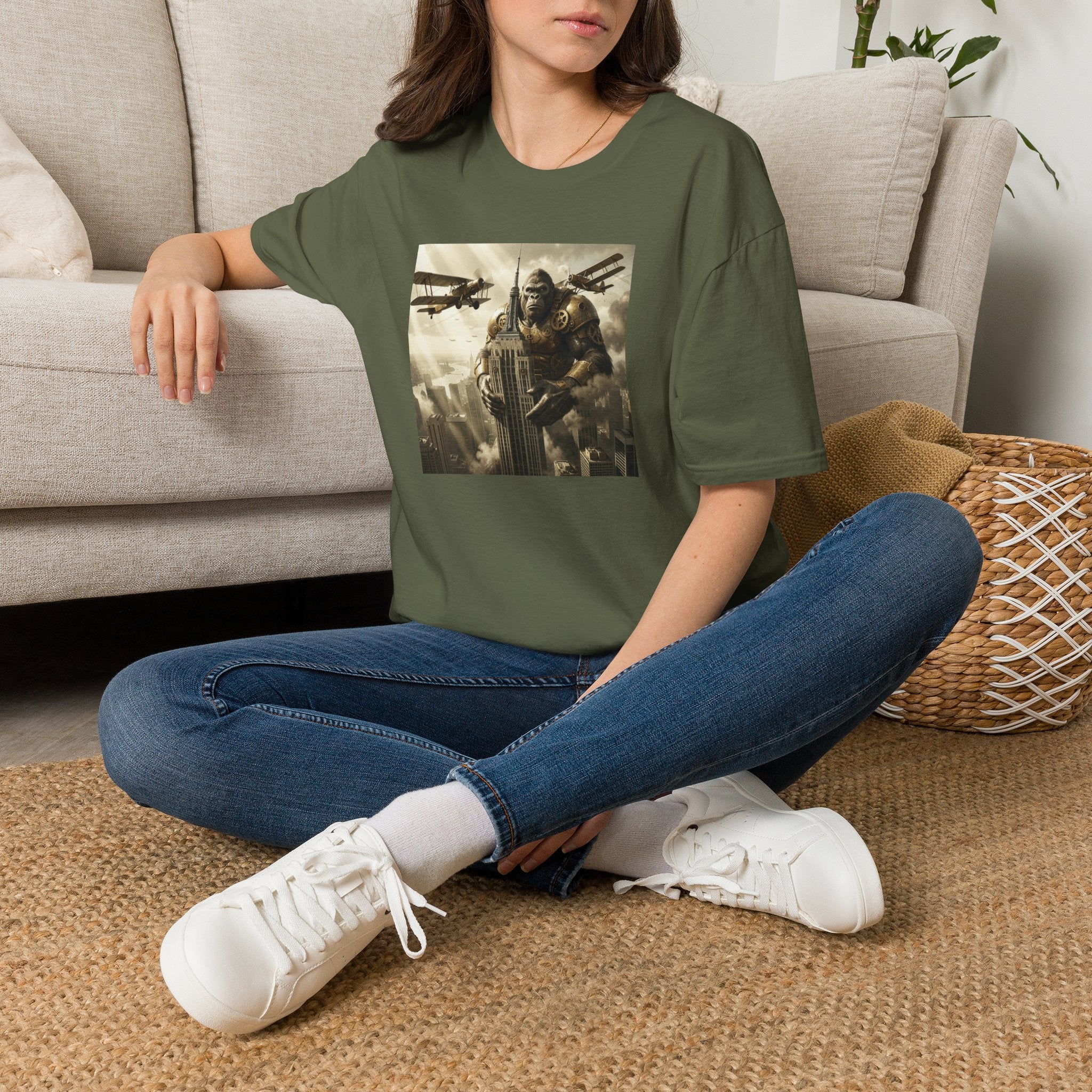 King Kong Cityscape T-Shirt — Vintage Ape vs Biplanes Graphic Tee