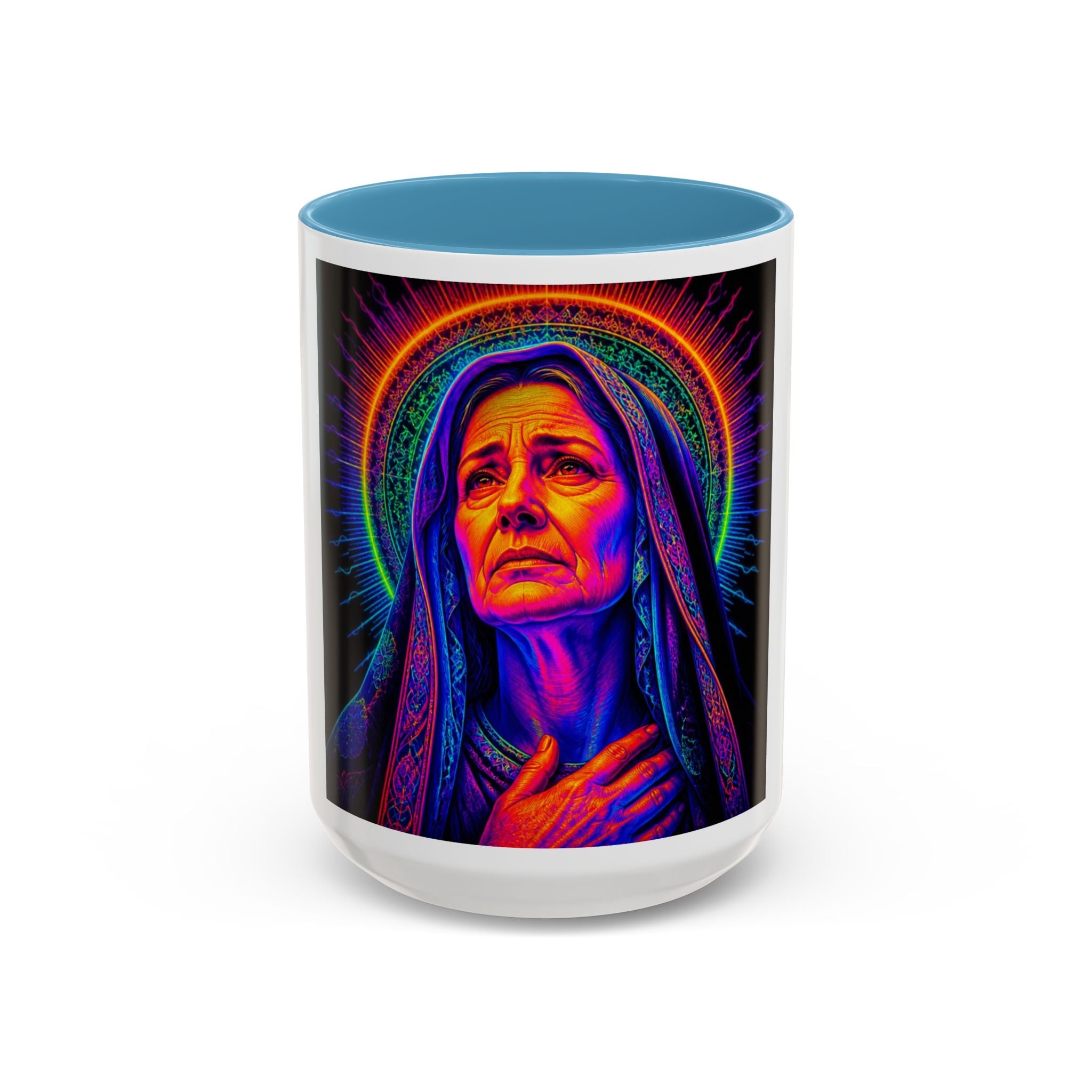 Neon Madonna Accent Coffee Mug - Vibrant Religious Art 11/15oz