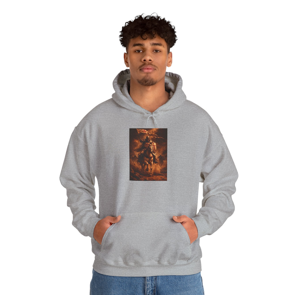 Mythic Rider Hoodie — Fiery Horseman  Templar Religious Graphic Sweatshirt