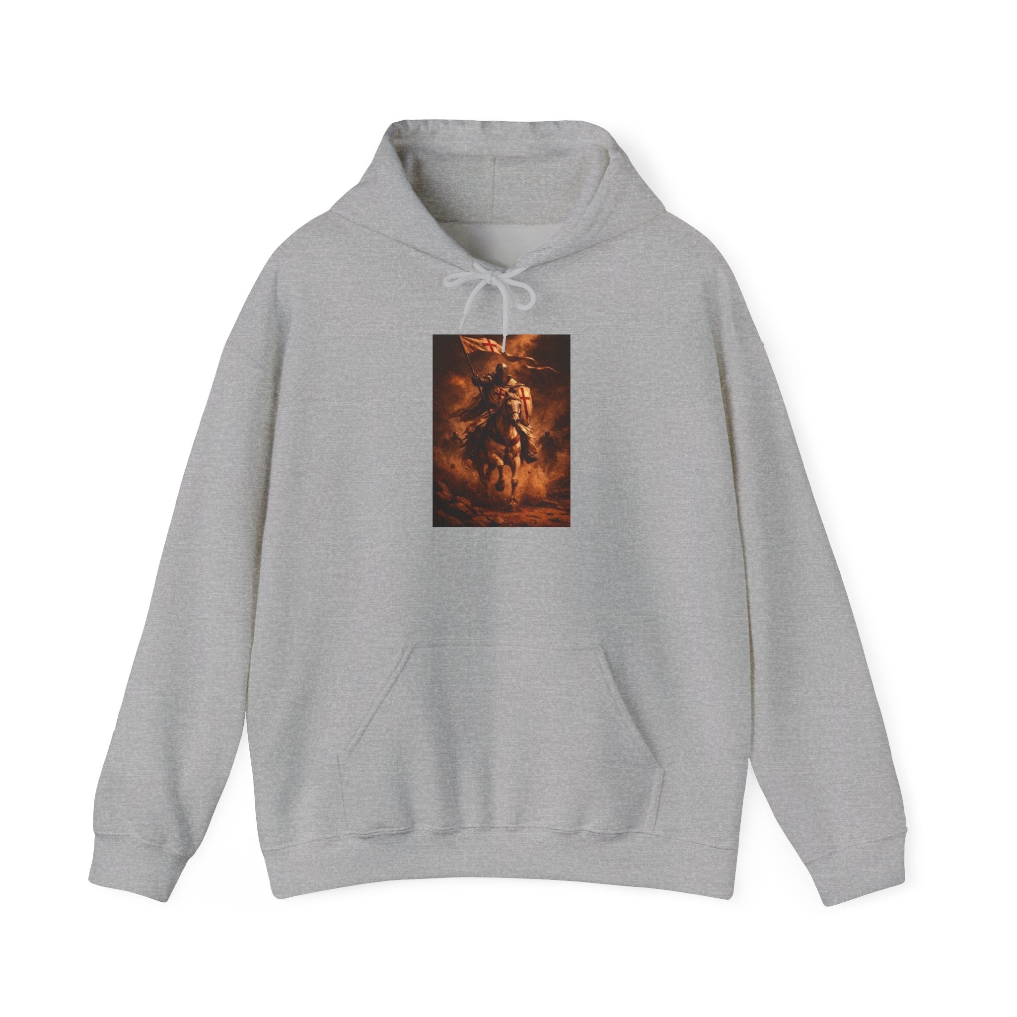Mythic Rider Hoodie — Fiery Horseman  Templar Religious Graphic Sweatshirt
