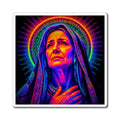 Psychedelic Madonna Magnet — Neon Religious Art Refrigerator Sticker