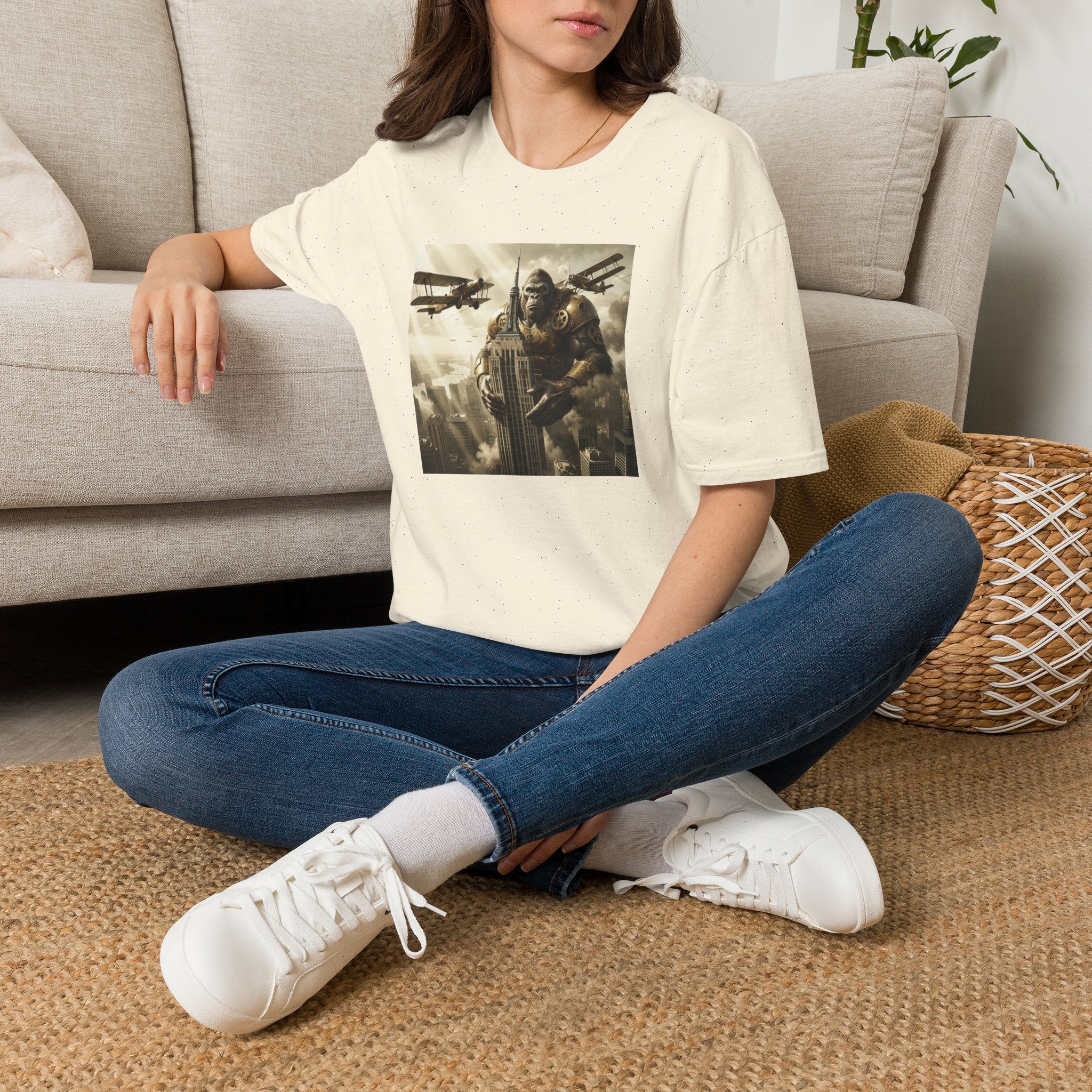 King Kong Cityscape T-Shirt — Vintage Ape vs Biplanes Graphic Tee