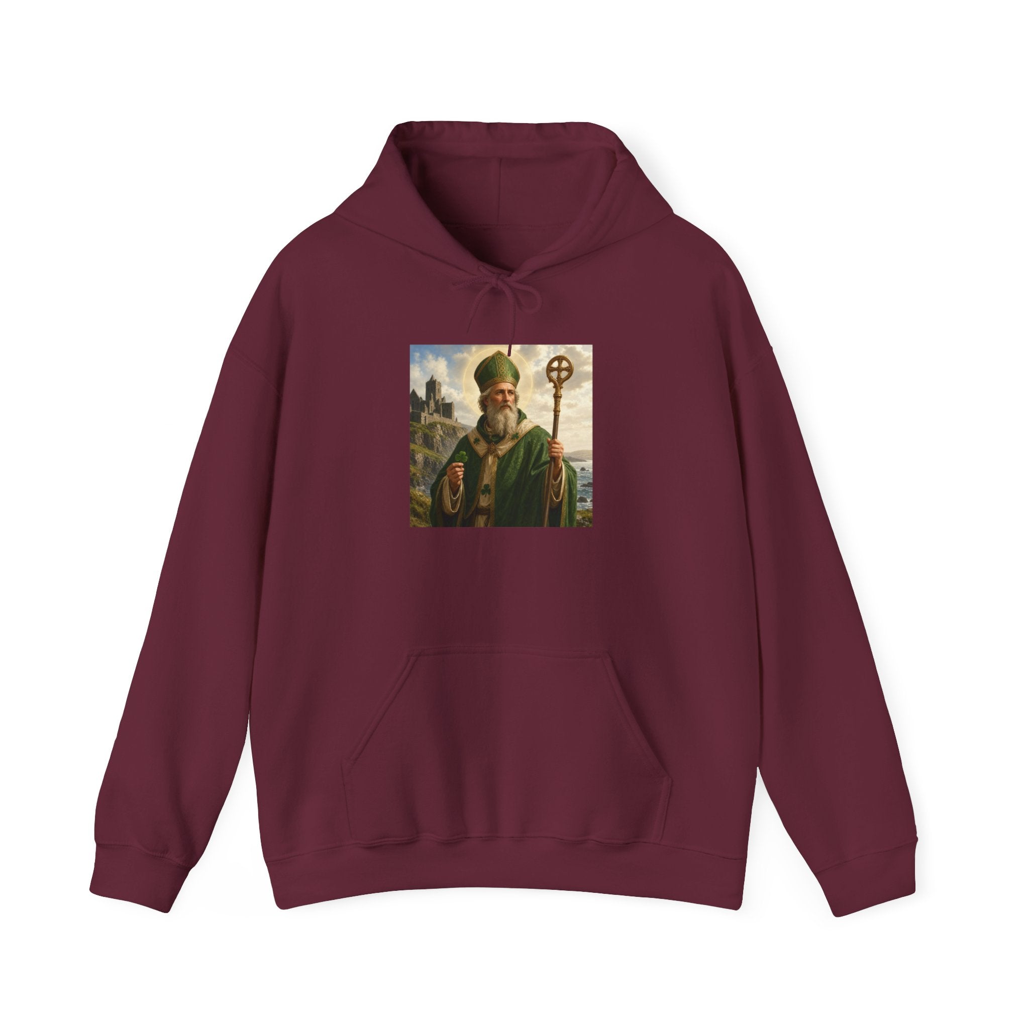 Saint Patrick Hoodie – Vintage Celtic Saint Illustration Pullover