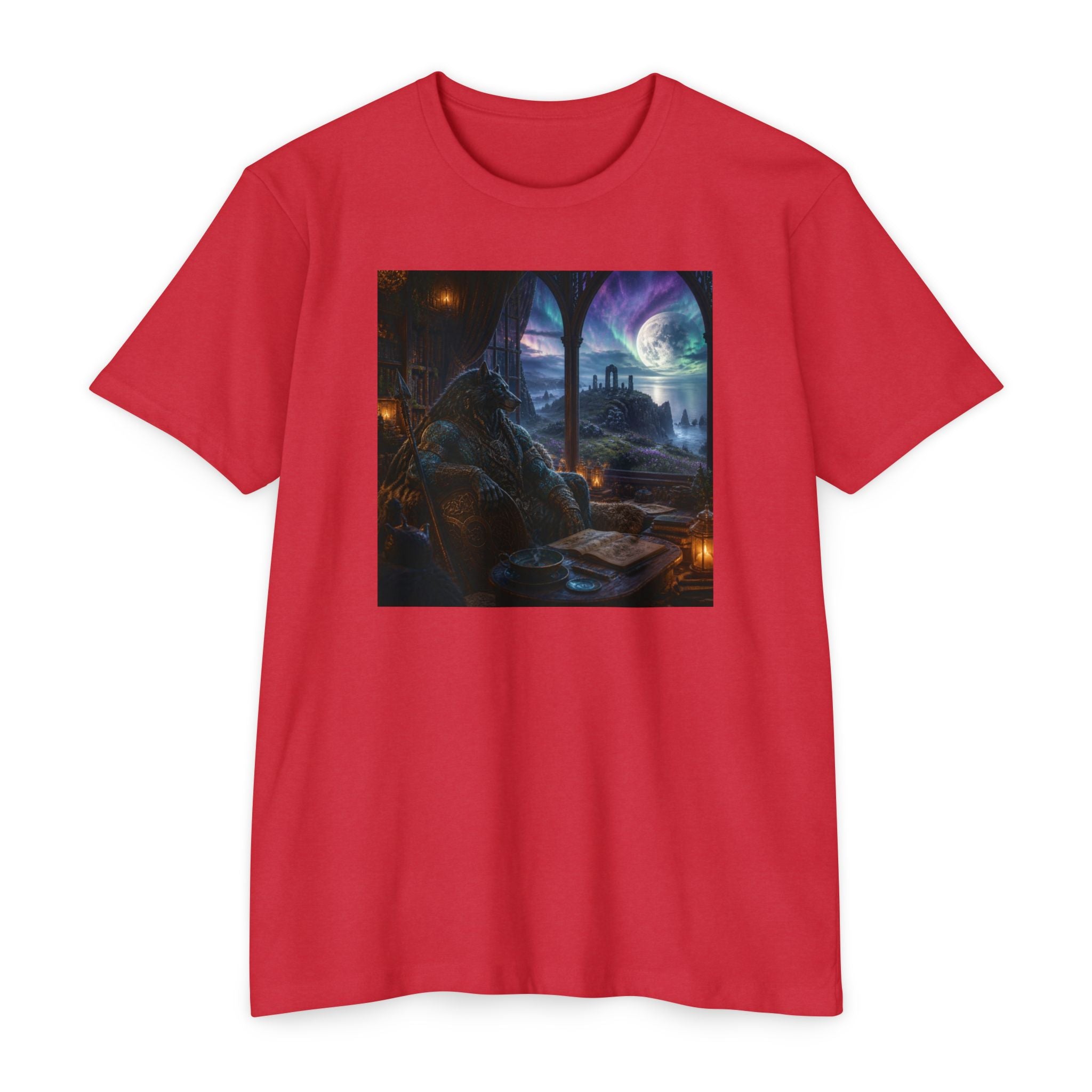Fantasy Mage Scene T‑Shirt — Celtic Mystical Wizardry Night Graphic Tee