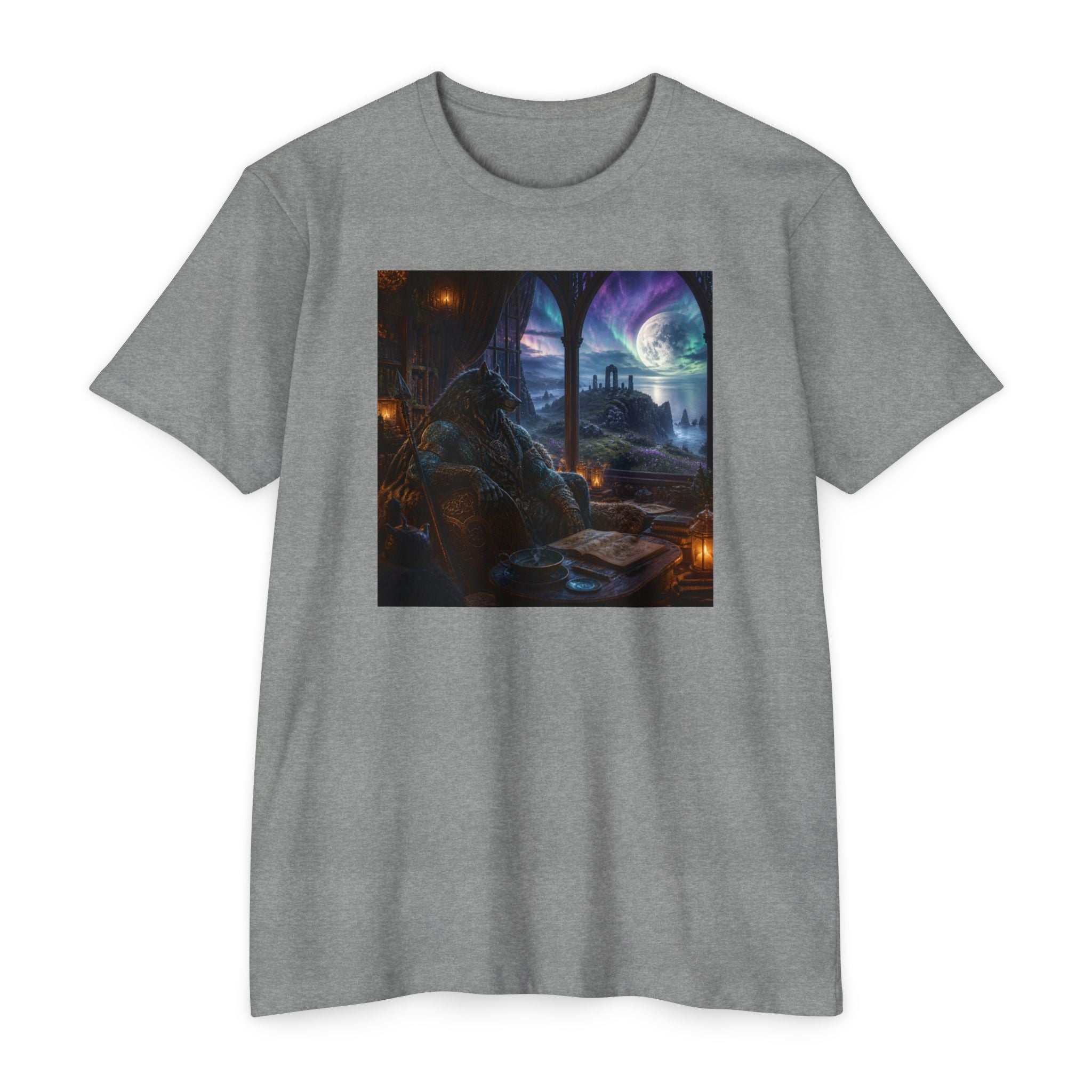Fantasy Mage Scene T‑Shirt — Celtic Mystical Wizardry Night Graphic Tee