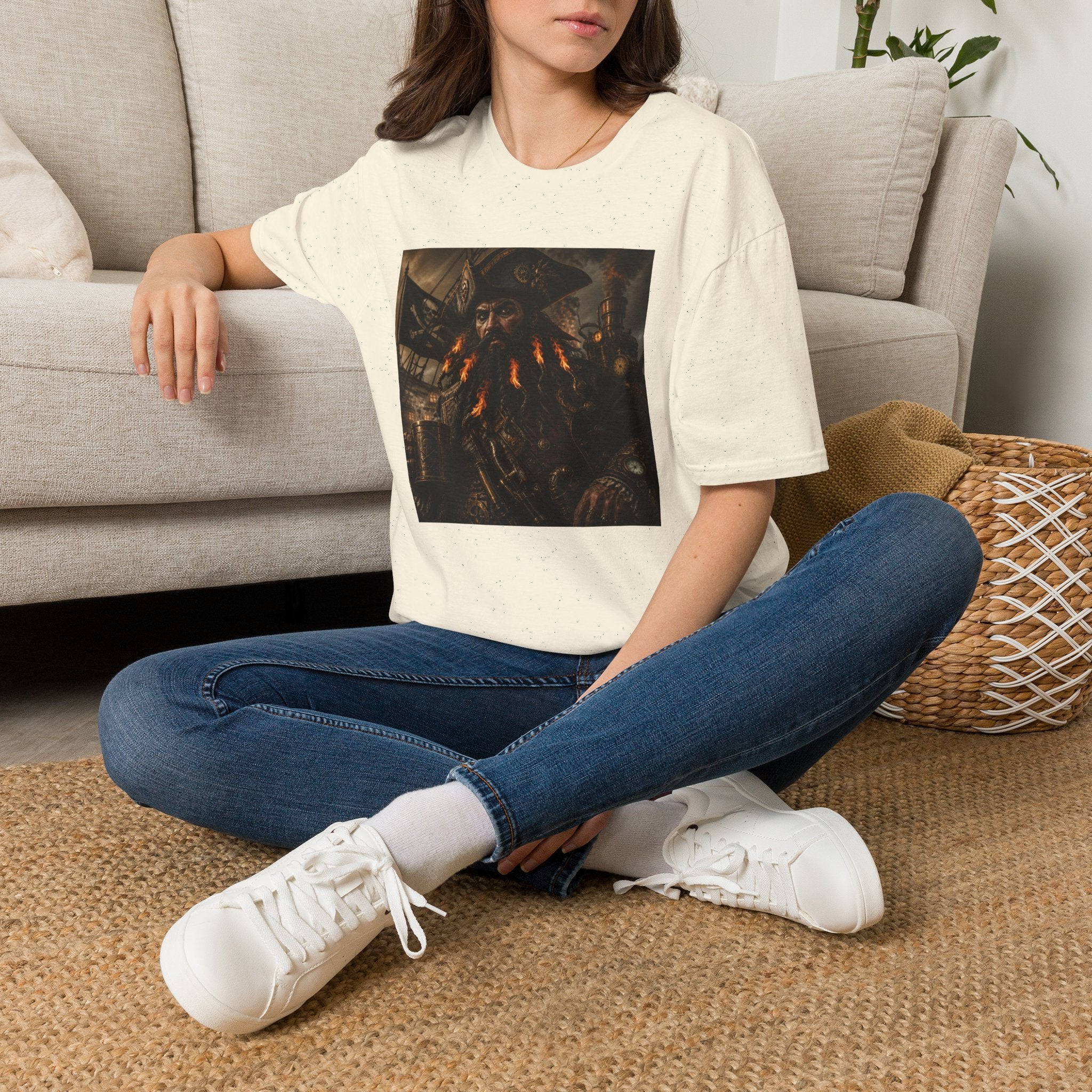 Steampunk Pirate Captain Graphic Tee — Blackbeard-Inspired Nautical Vintage T-Shirt