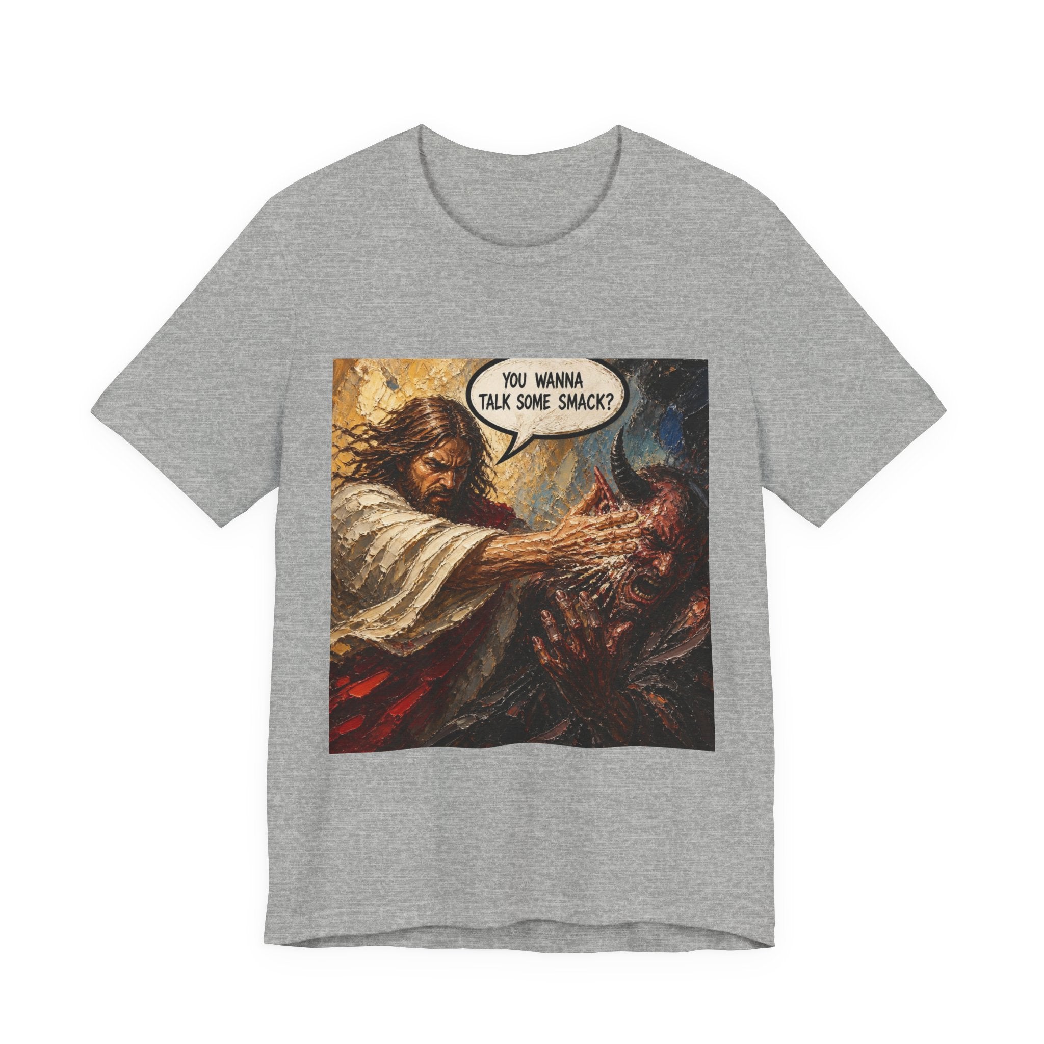 Graphic Tee — Bold Comic-Style - Jesus ‘You Wanna Talk Some Smack?’ Design