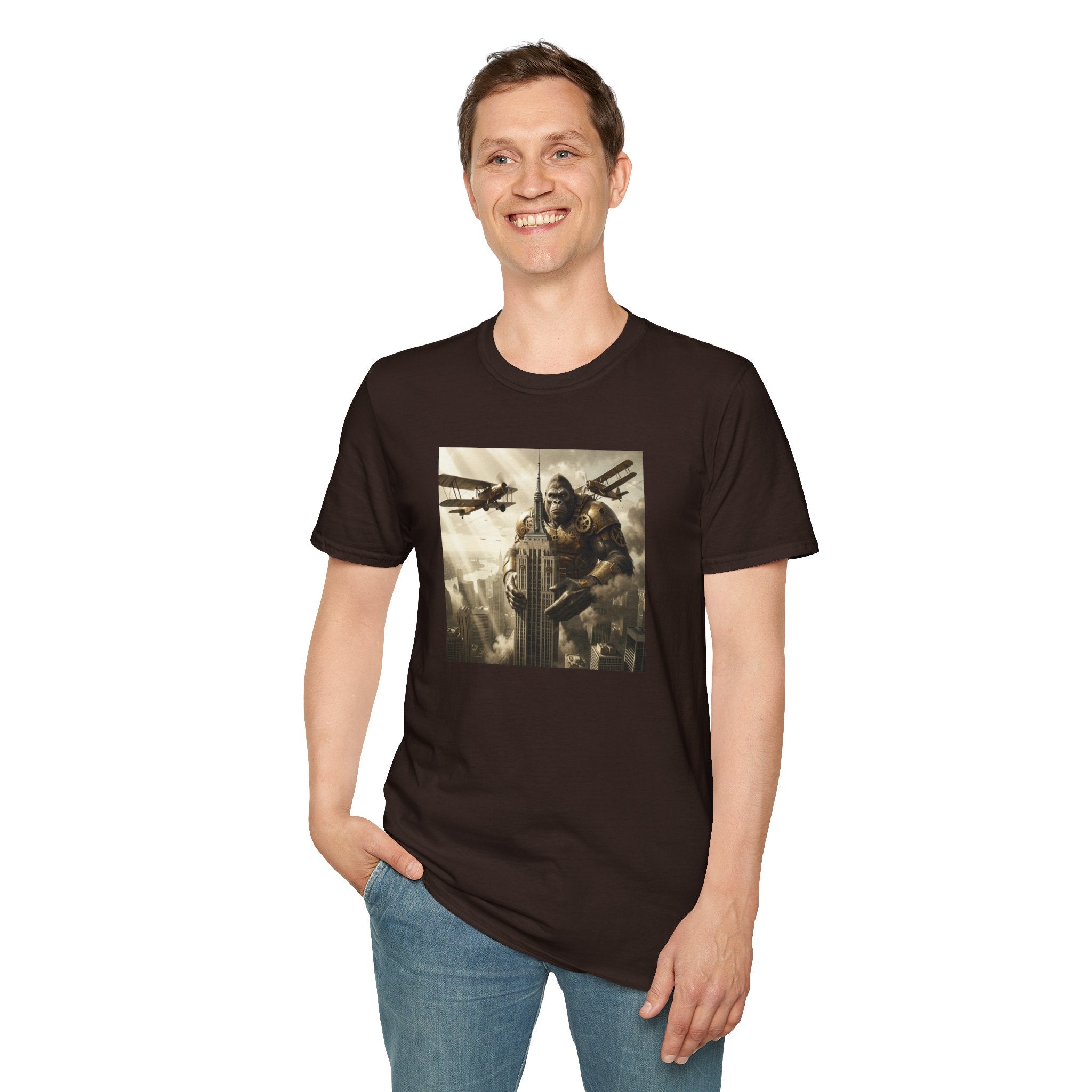King Kong Cityscape T-Shirt — Vintage Ape vs Biplanes Graphic Tee